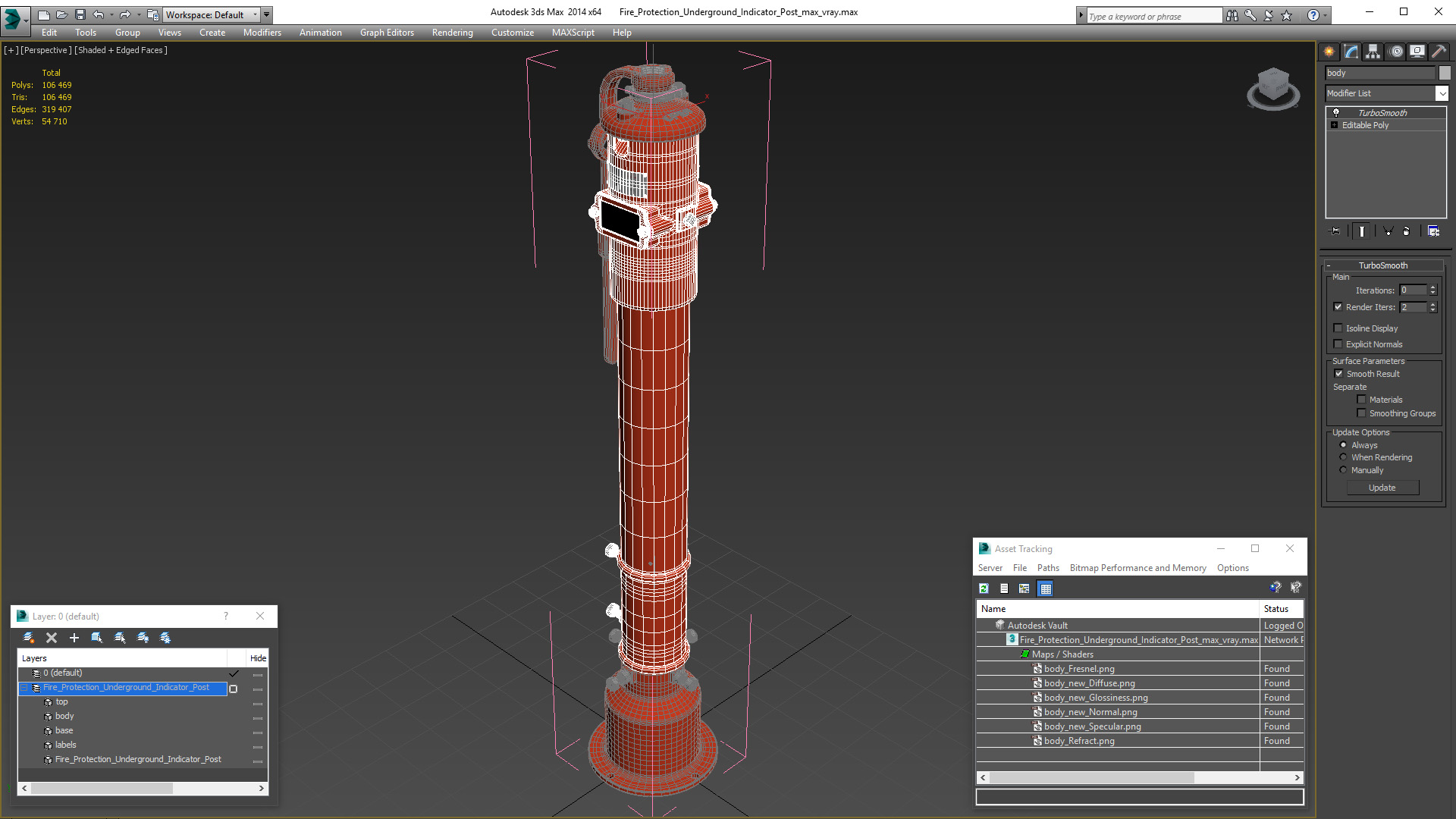 Fire Protection Underground Indicator Post 3D