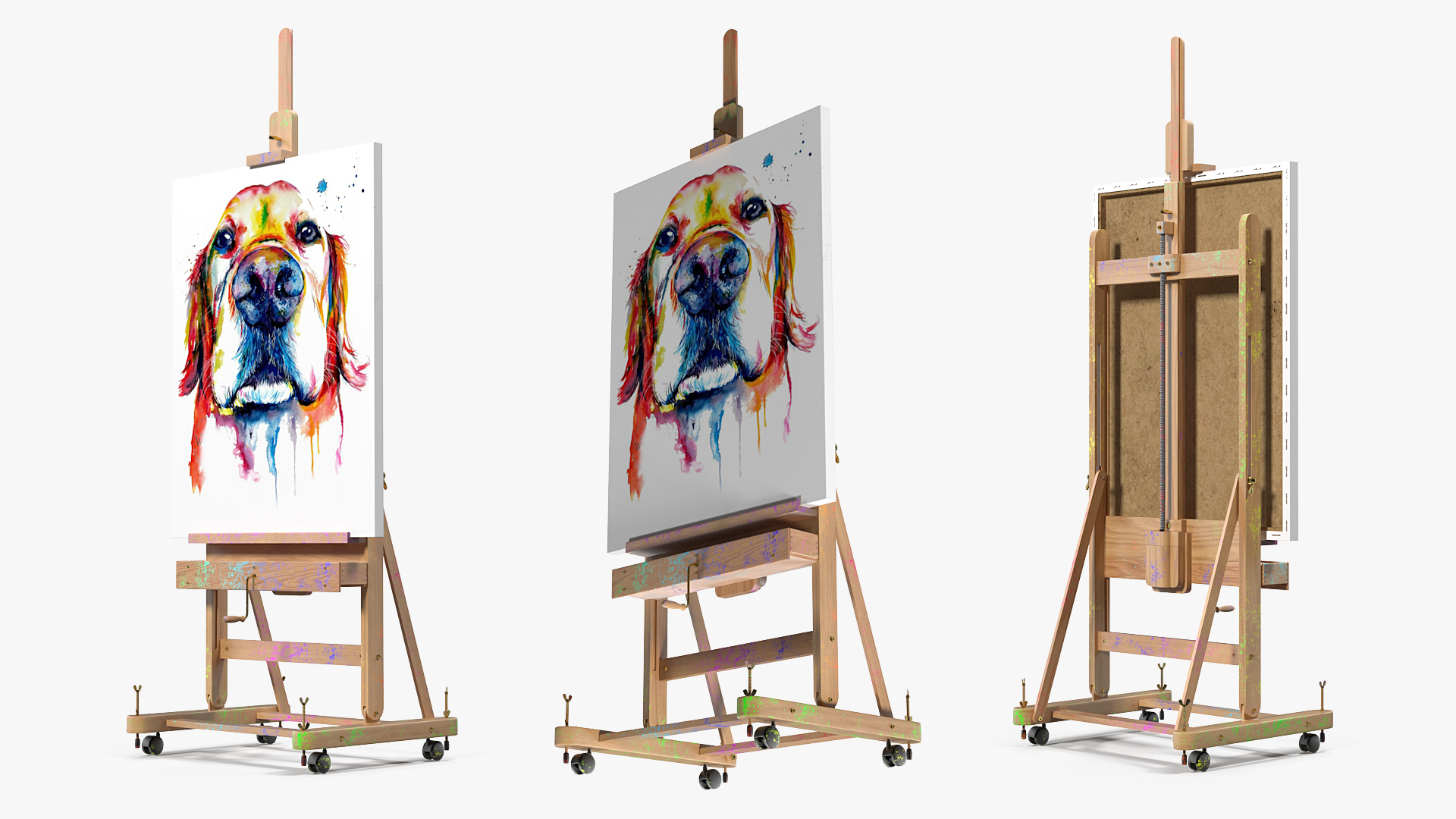Studio Easel with Canvas 3D model