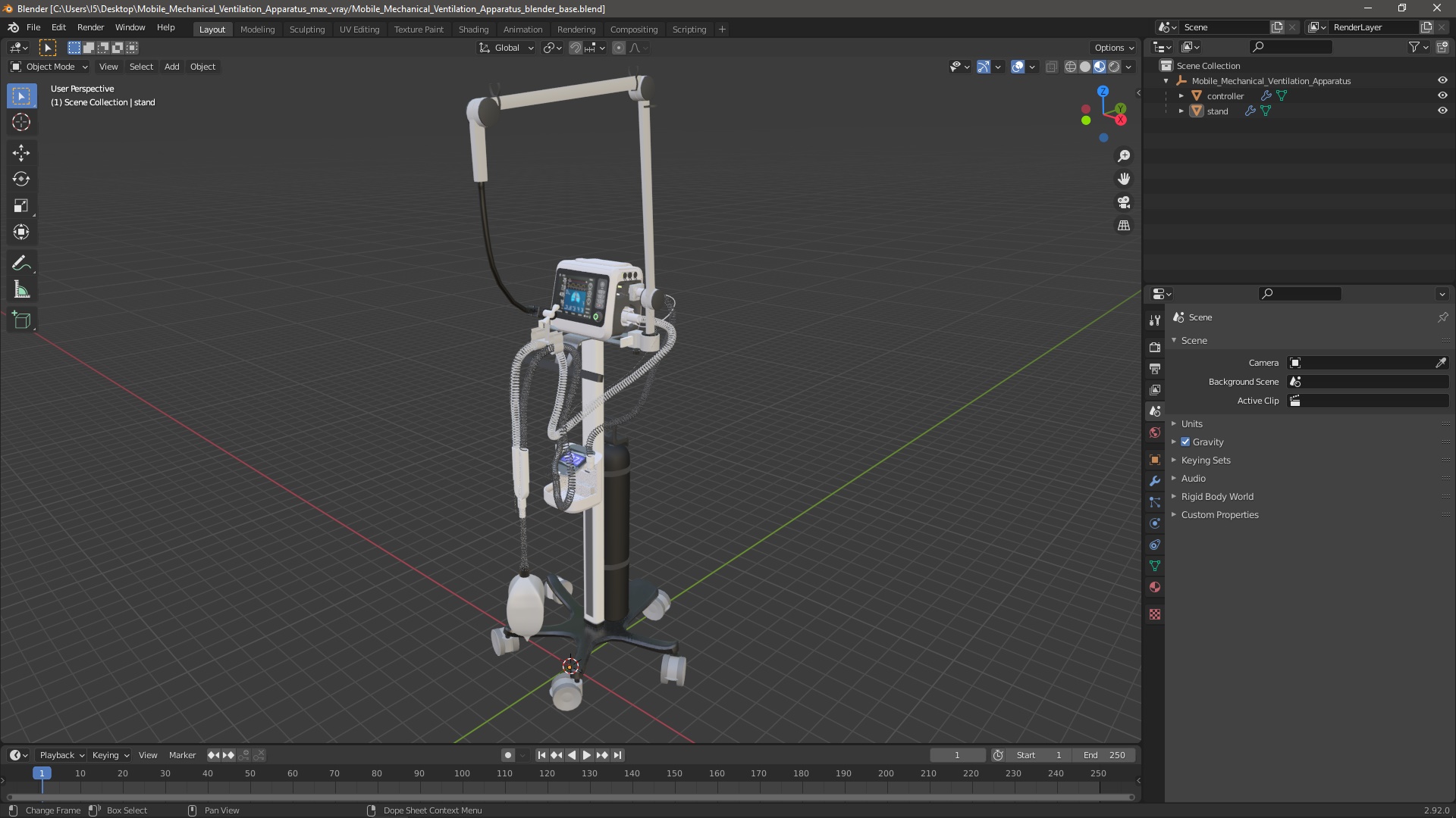 Mobile Mechanical Ventilation Apparatus 3D model