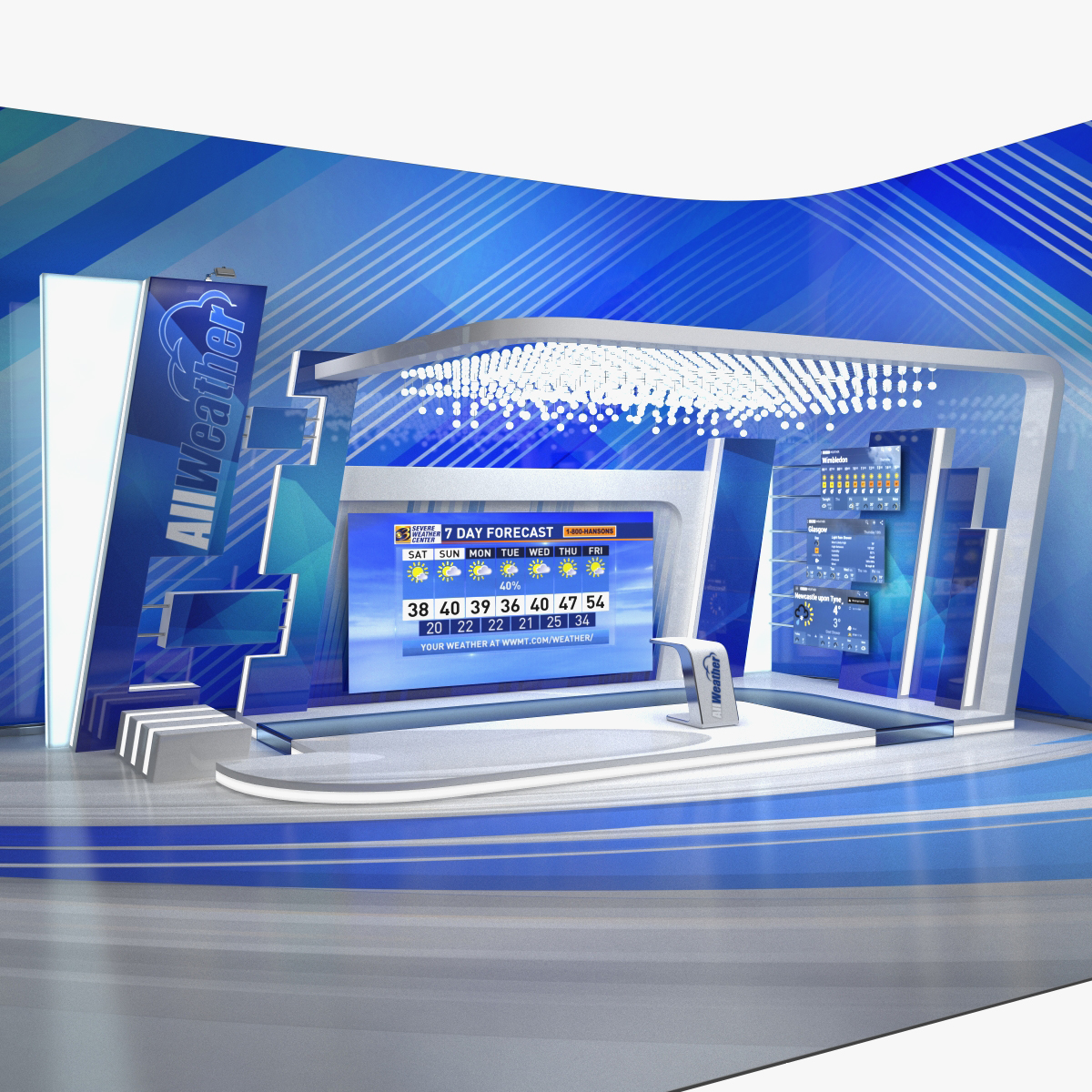 Weather TV Studio Blue 3D Model
