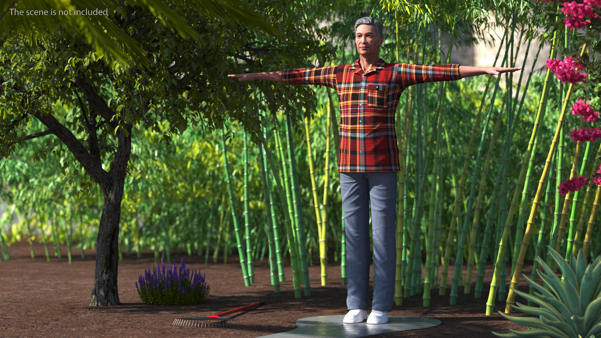 3D Chinese Elderly Man Home Style Rigged for Cinema 4D