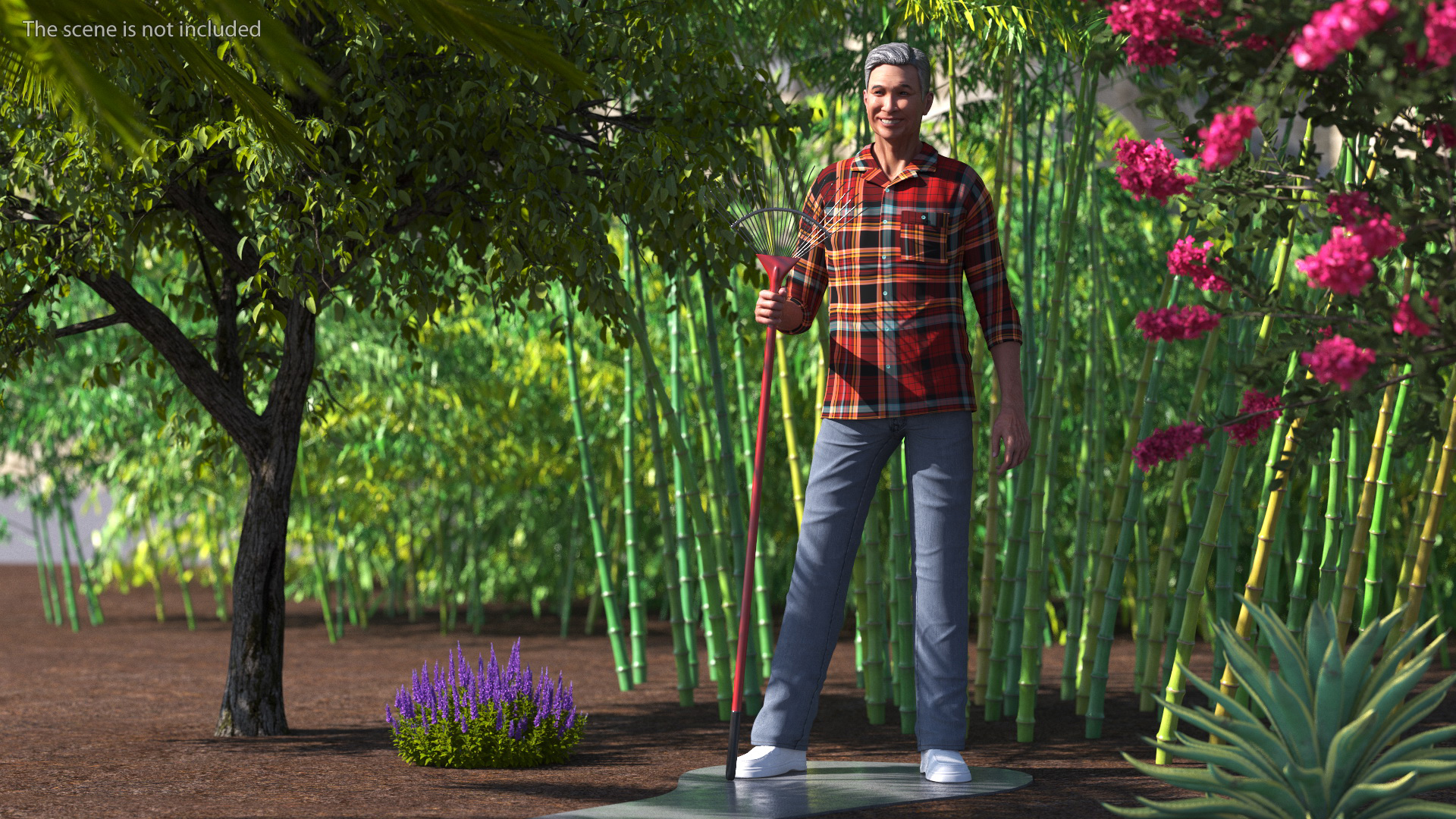 3D Chinese Elderly Man Home Style Rigged for Cinema 4D