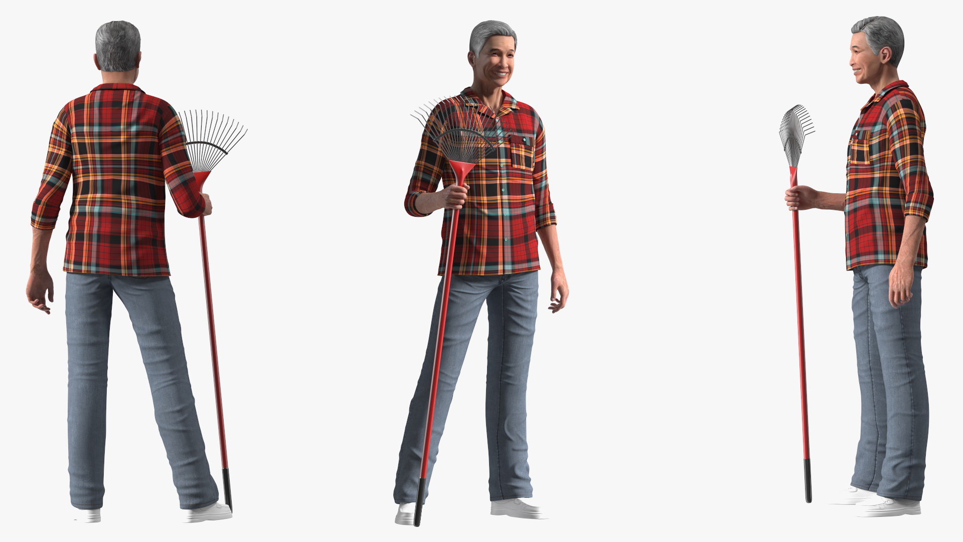 3D Chinese Elderly Man Home Style Rigged for Cinema 4D