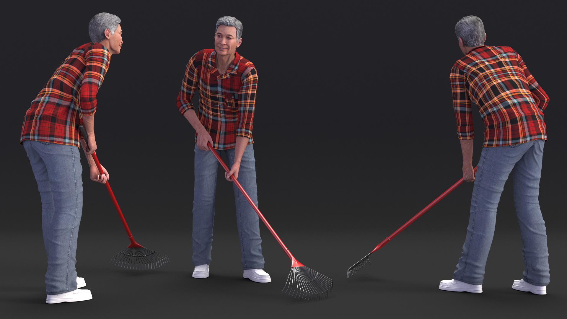 3D Chinese Elderly Man Home Style Rigged for Cinema 4D