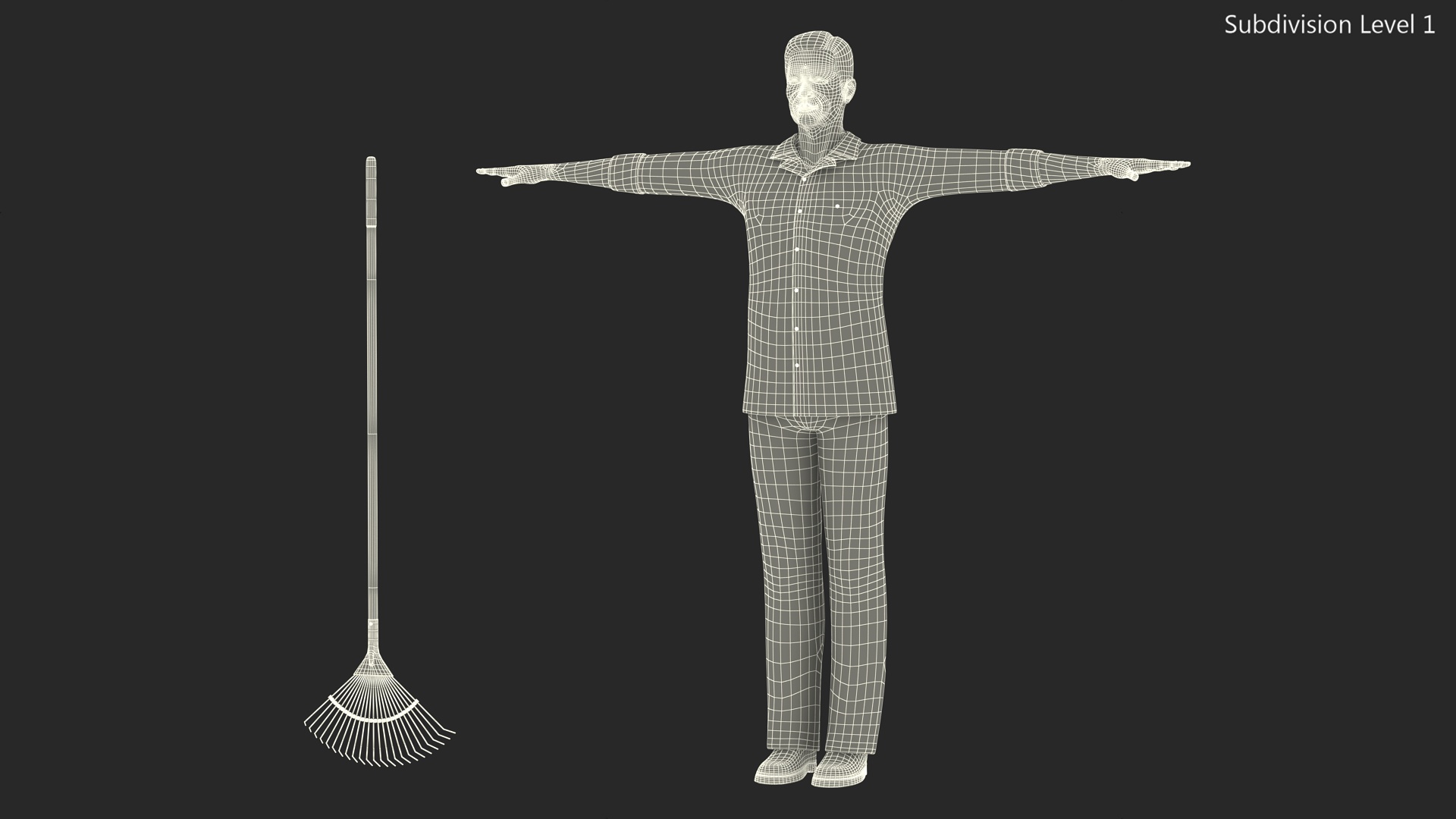 3D Chinese Elderly Man Home Style Rigged for Cinema 4D