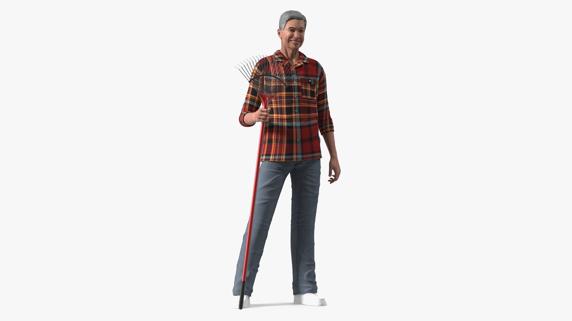 3D Chinese Elderly Man Home Style Rigged for Cinema 4D