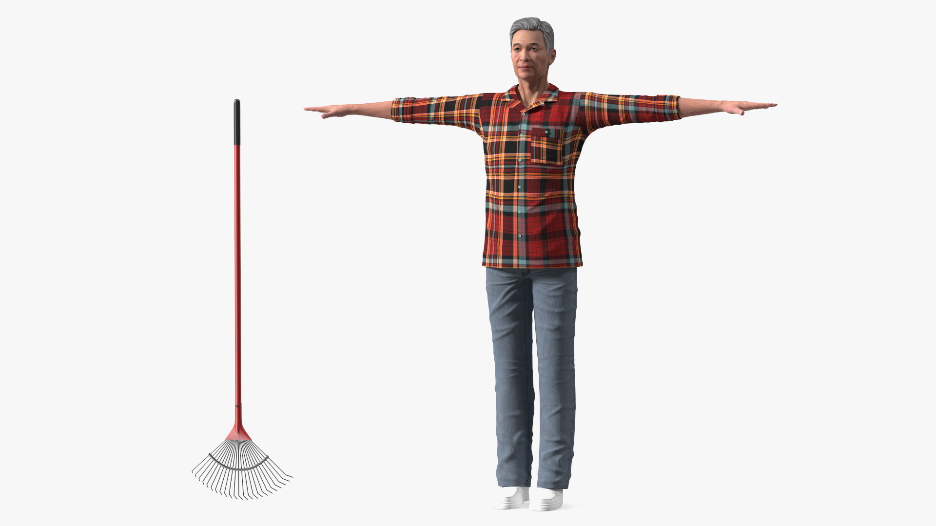 3D Chinese Elderly Man Home Style Rigged for Cinema 4D