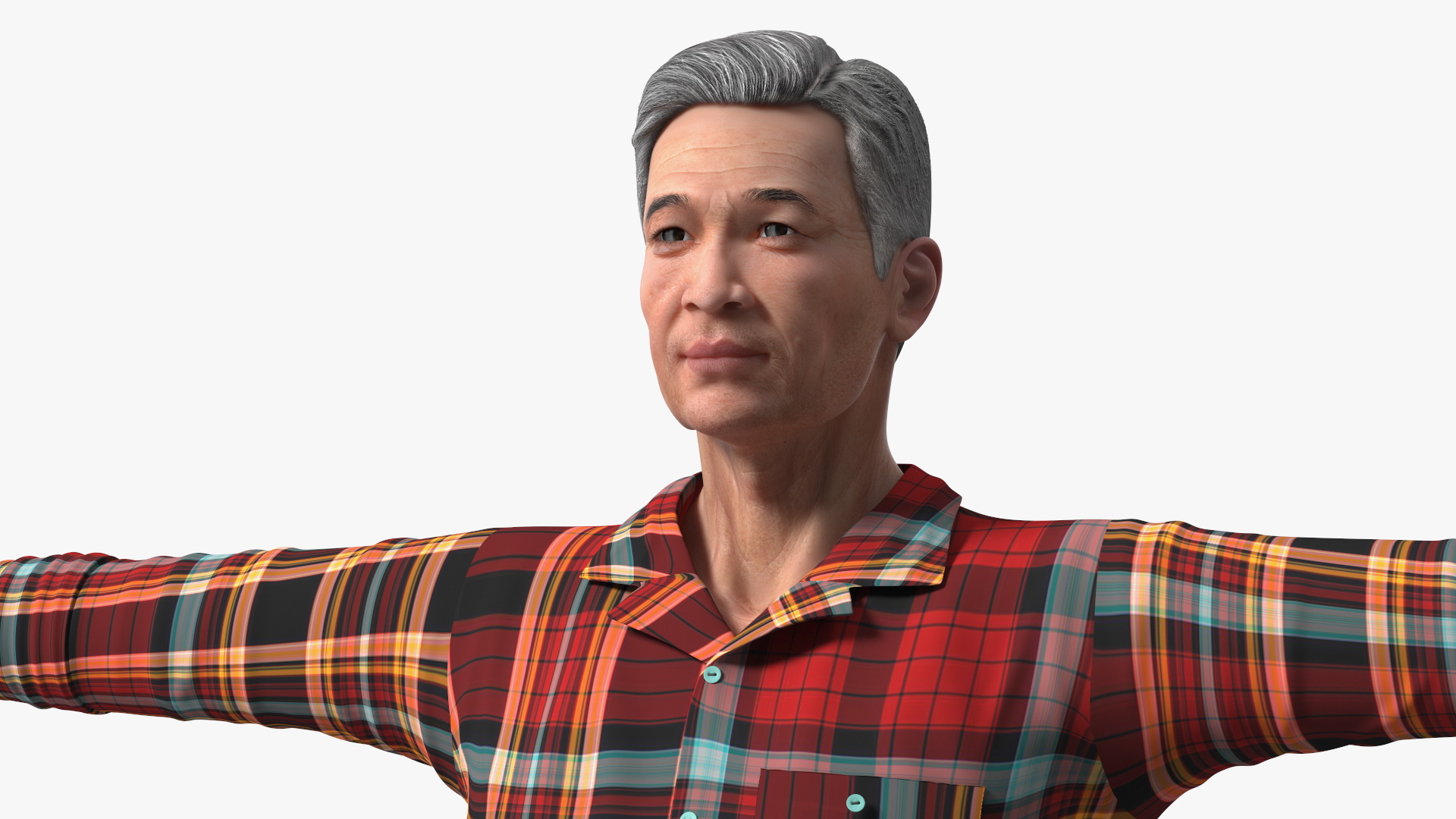 3D Chinese Elderly Man Home Style Rigged for Cinema 4D