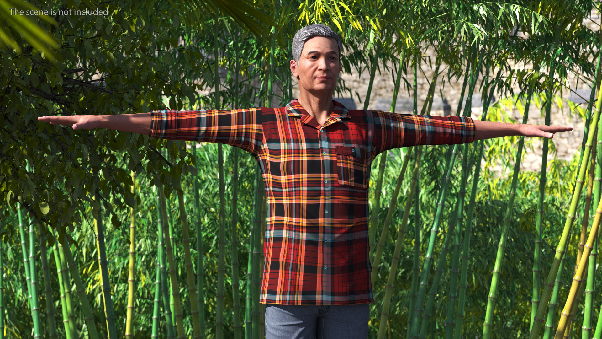 3D Chinese Elderly Man Home Style Rigged for Cinema 4D
