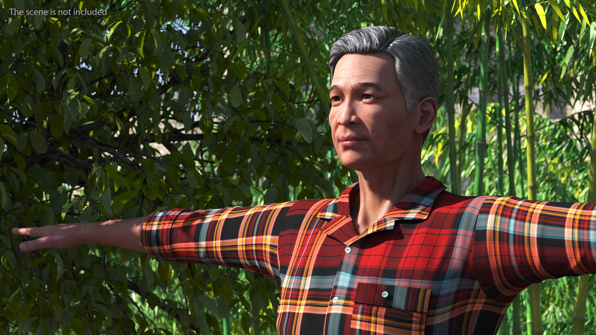 3D Chinese Elderly Man Home Style Rigged for Cinema 4D