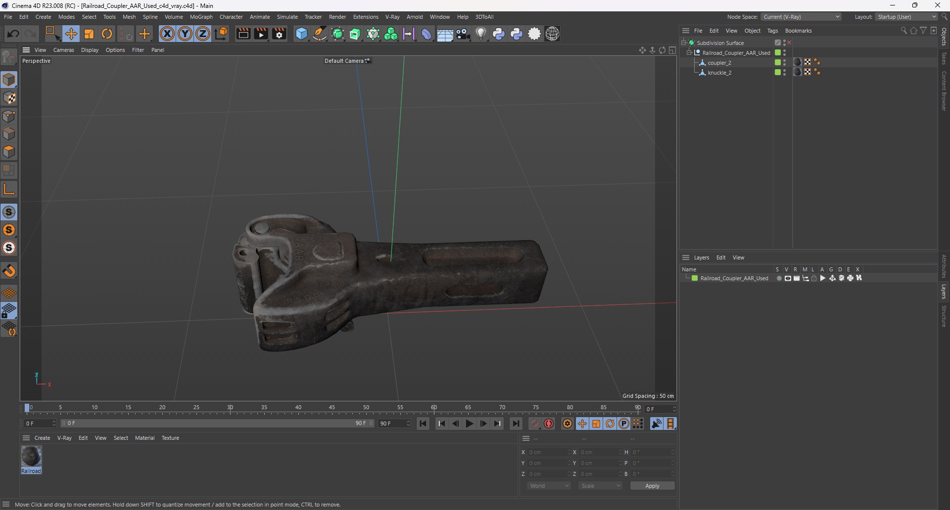 3D model Railroad Coupler AAR Used