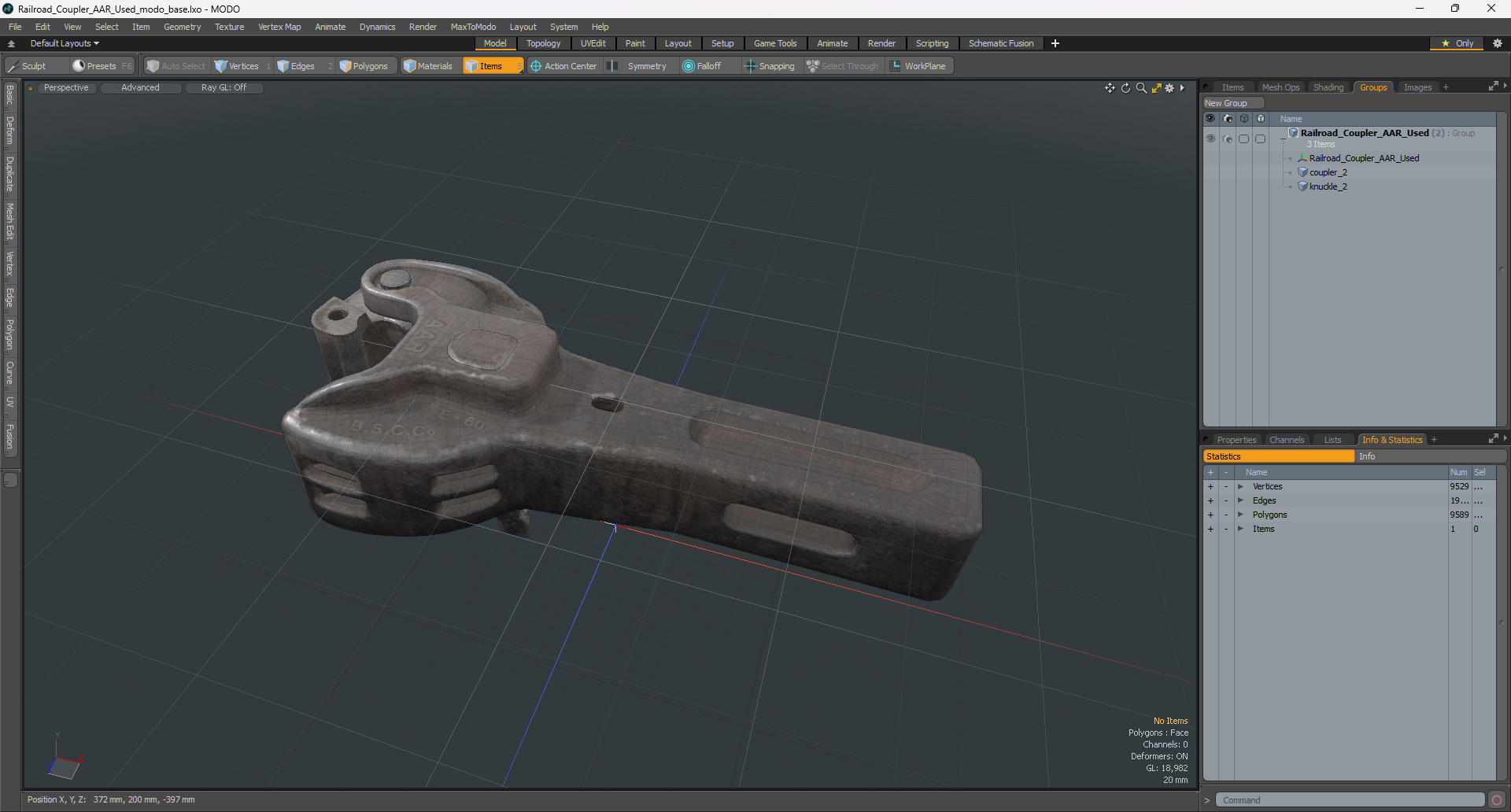 3D model Railroad Coupler AAR Used