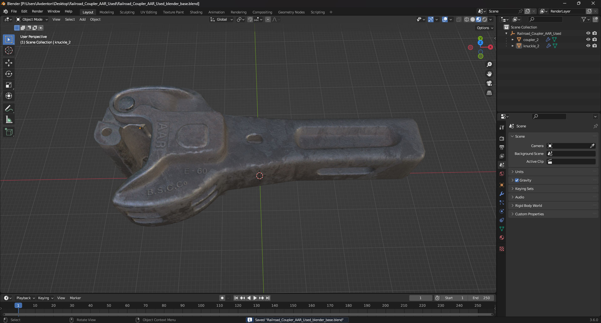 3D model Railroad Coupler AAR Used