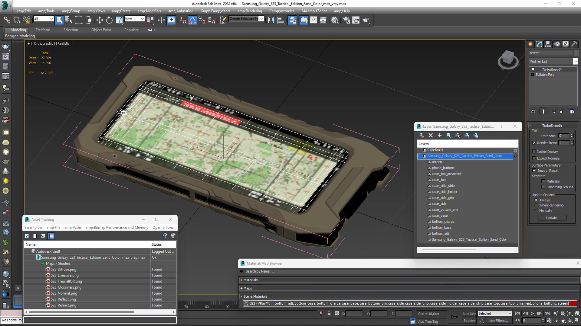3D Samsung Galaxy S23 Tactical Edition Sand Color