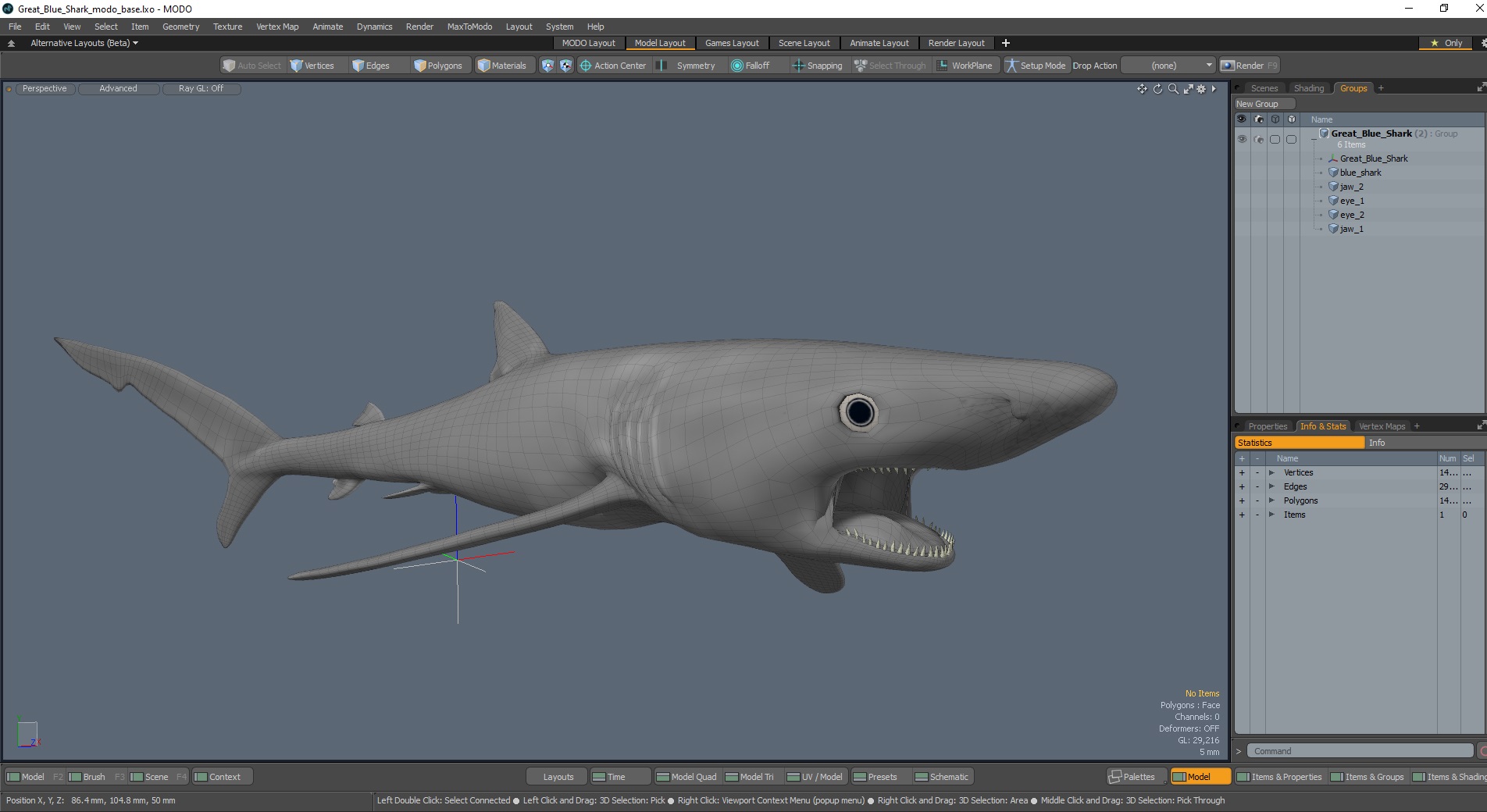 3D Great Blue Shark