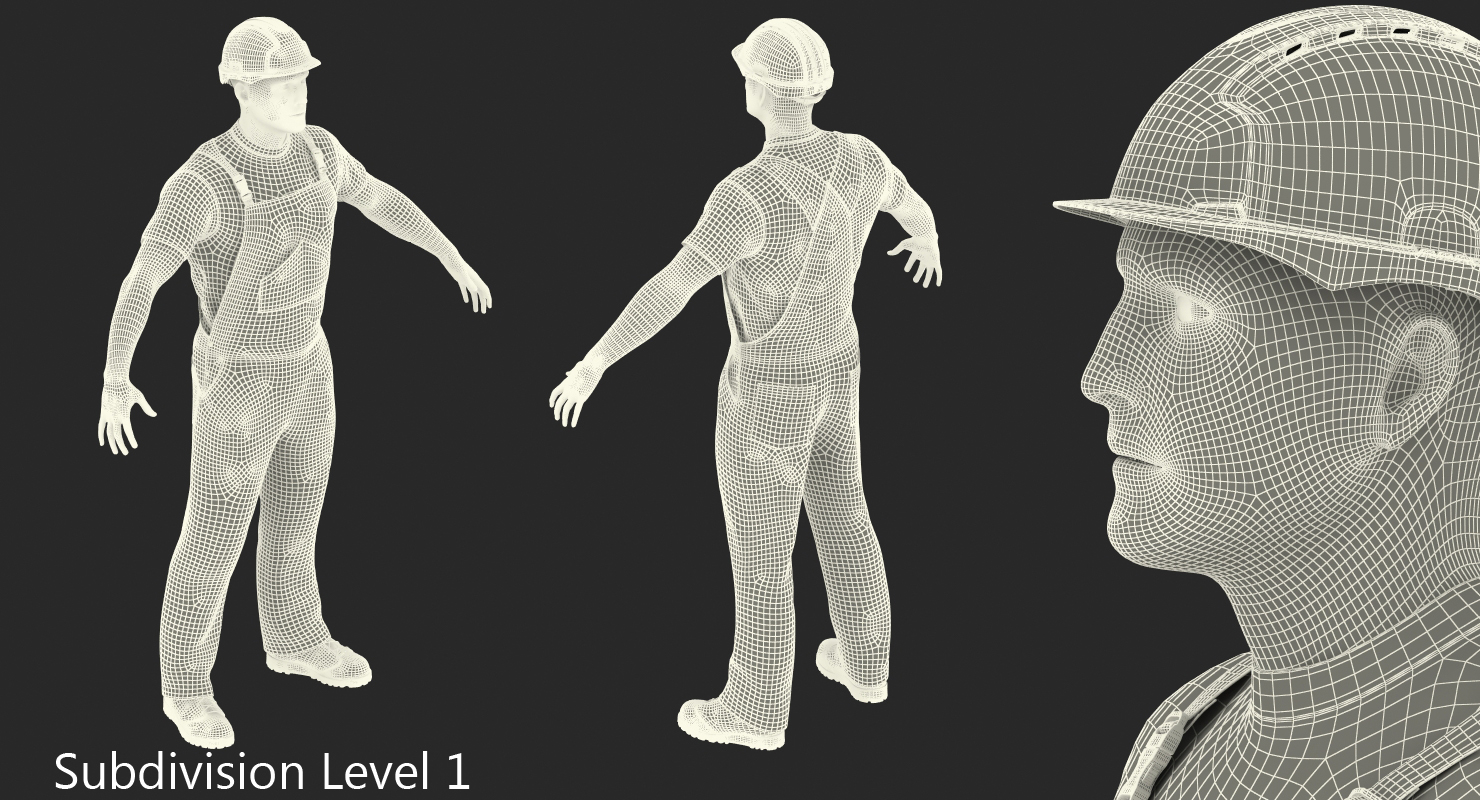 3D Construction Worker Rigged