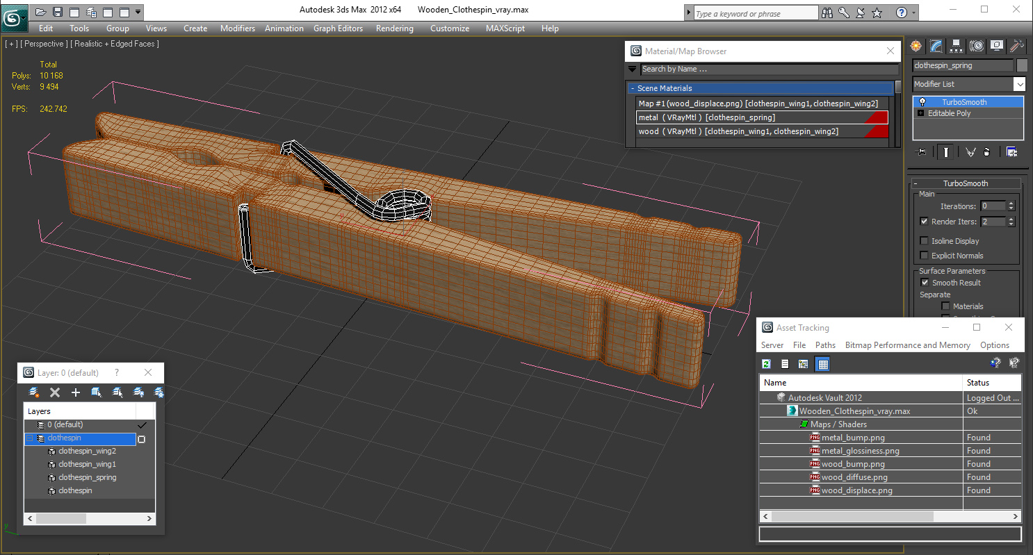Wooden Clothespin 3D