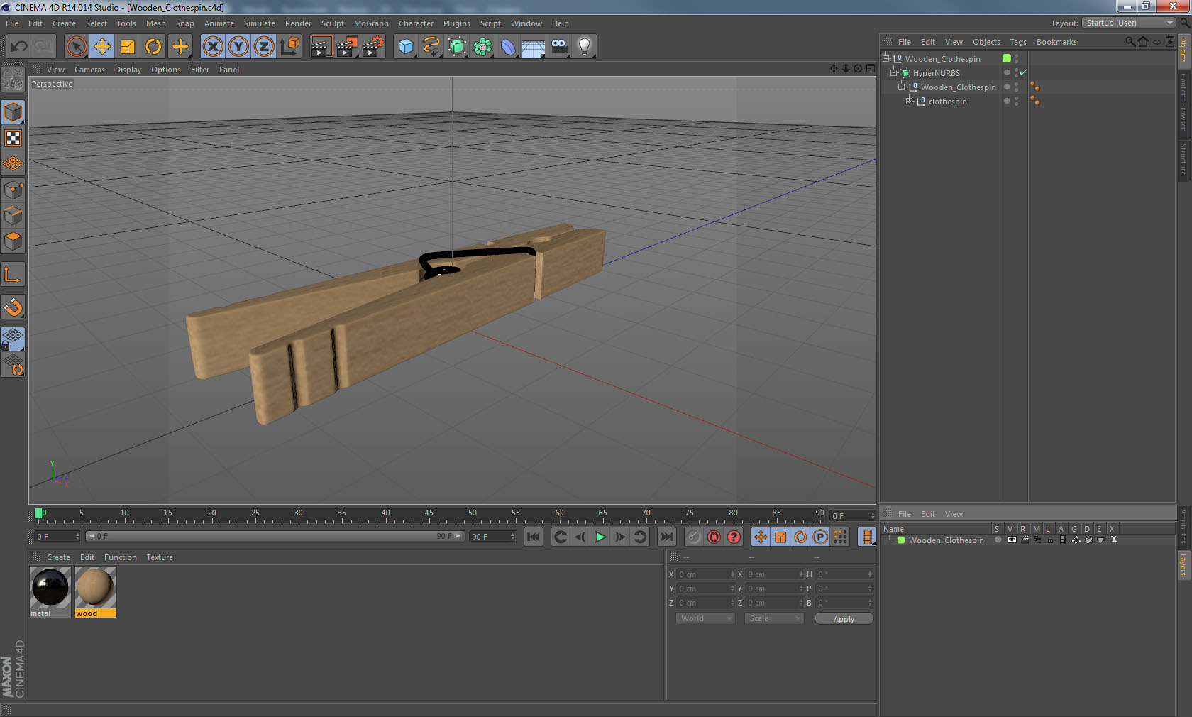 Wooden Clothespin 3D