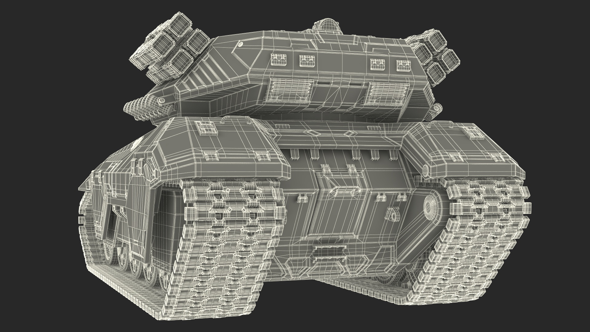 3D model Futuristic Battle Tank with Damage Rigged for Maya