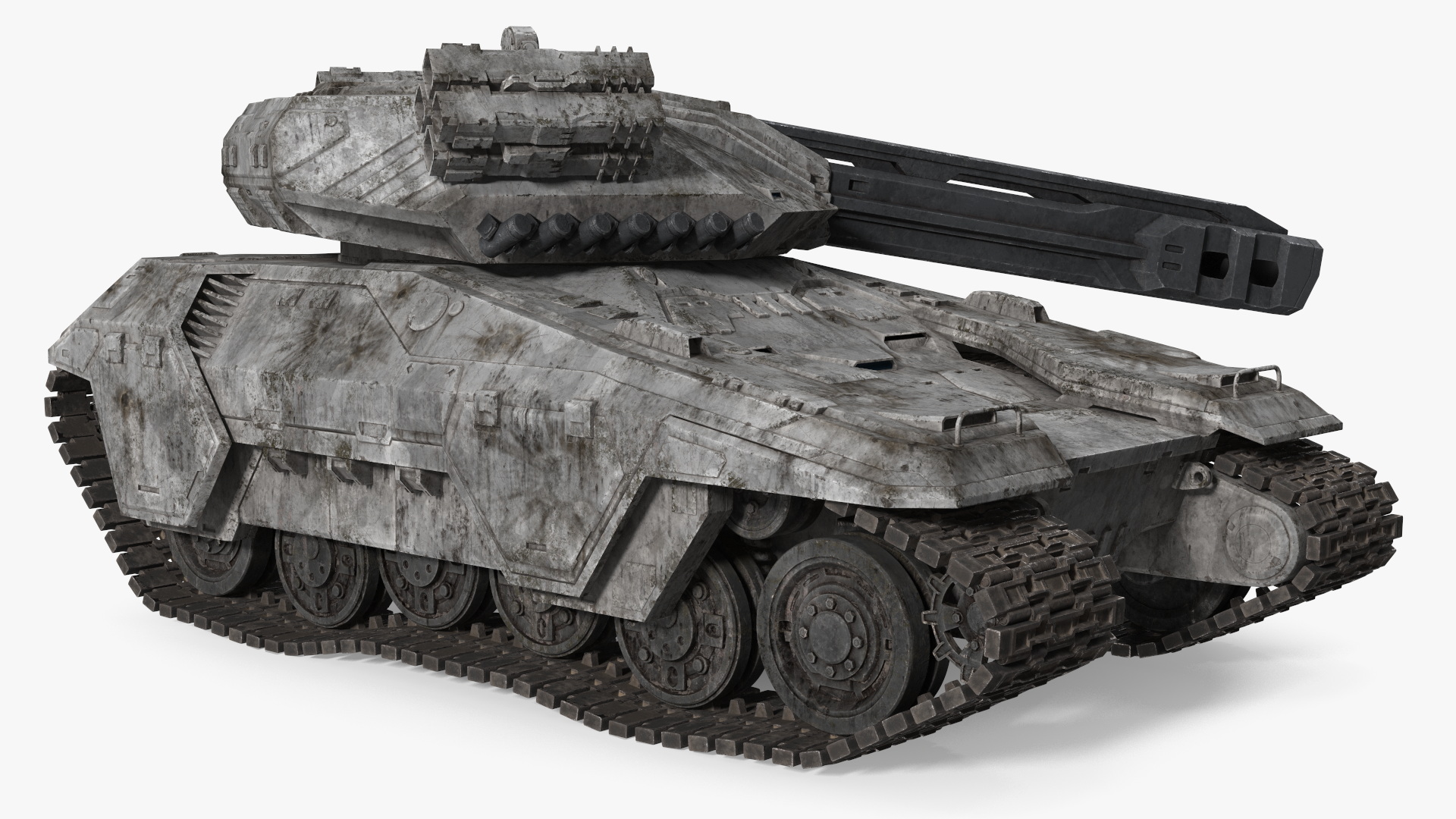 3D model Futuristic Battle Tank with Damage Rigged for Maya