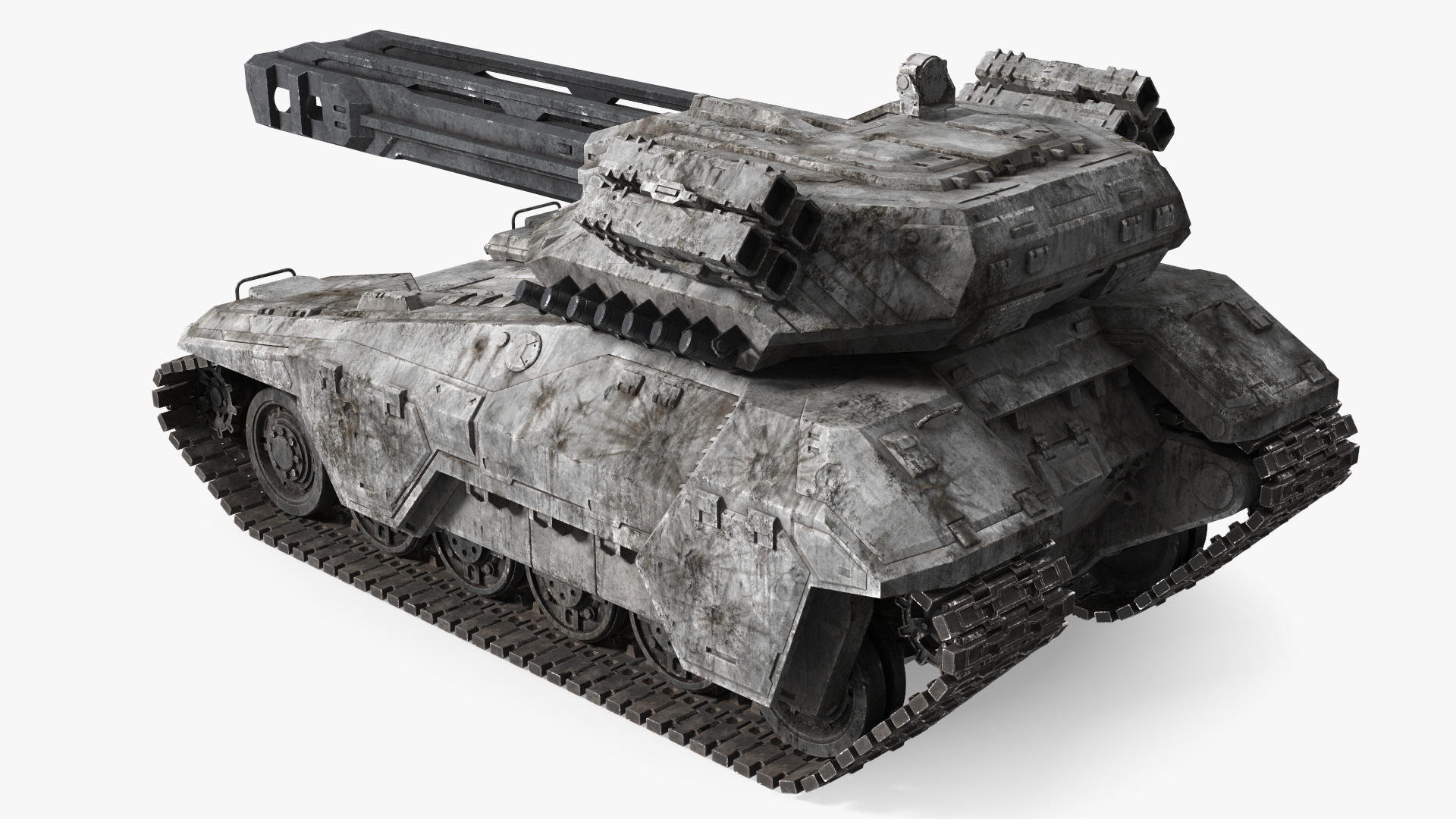 3D model Futuristic Battle Tank with Damage Rigged for Maya