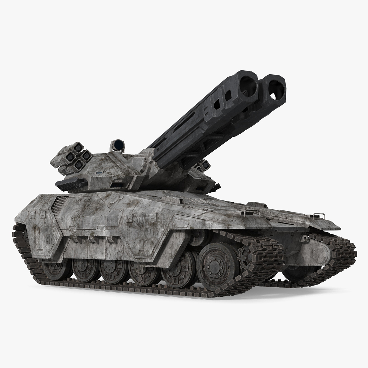 3D model Futuristic Battle Tank with Damage Rigged for Maya