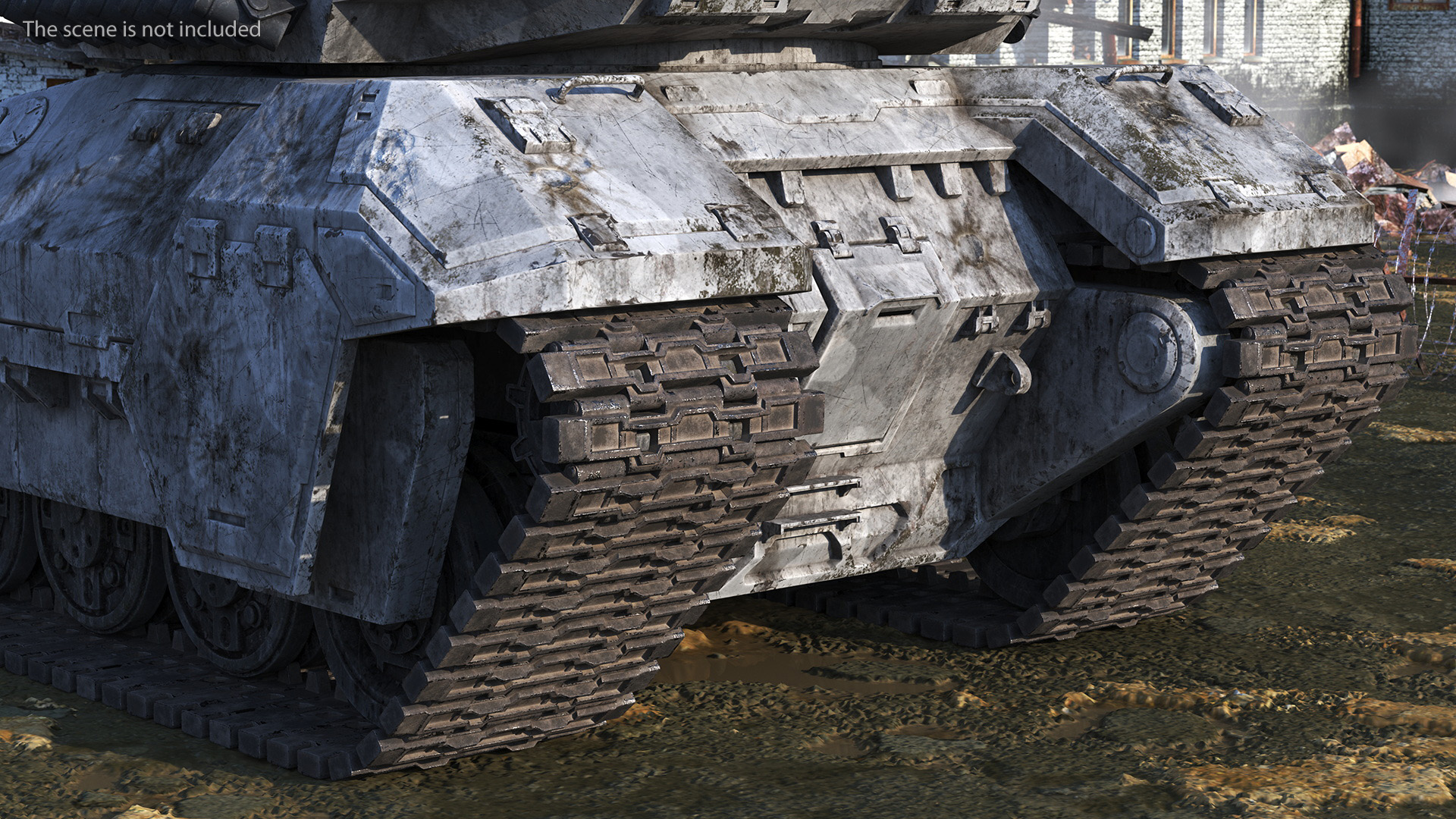 3D model Futuristic Battle Tank with Damage Rigged for Maya