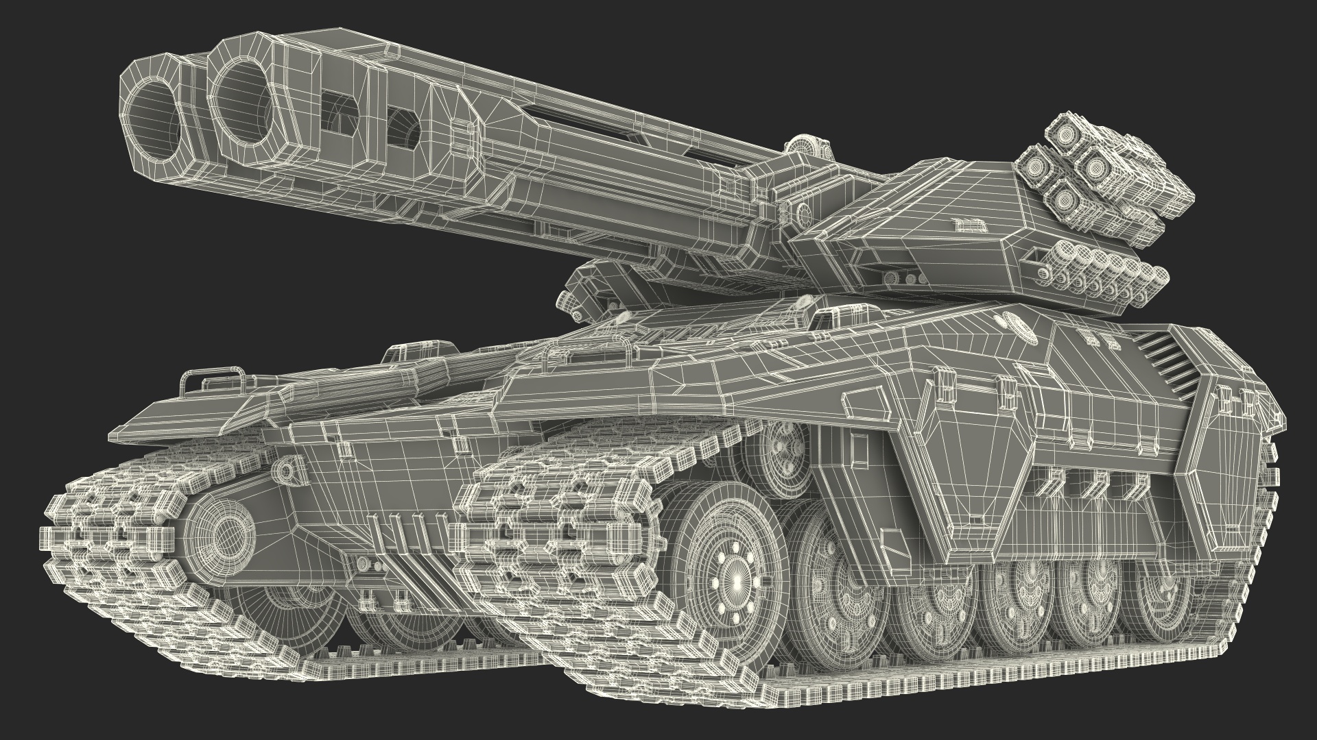 3D model Futuristic Battle Tank with Damage Rigged for Maya