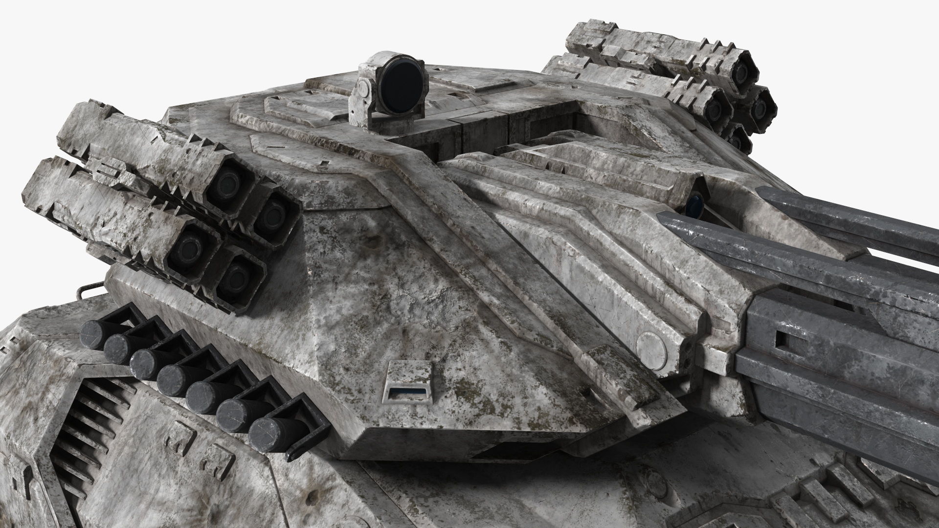3D model Futuristic Battle Tank with Damage Rigged for Maya