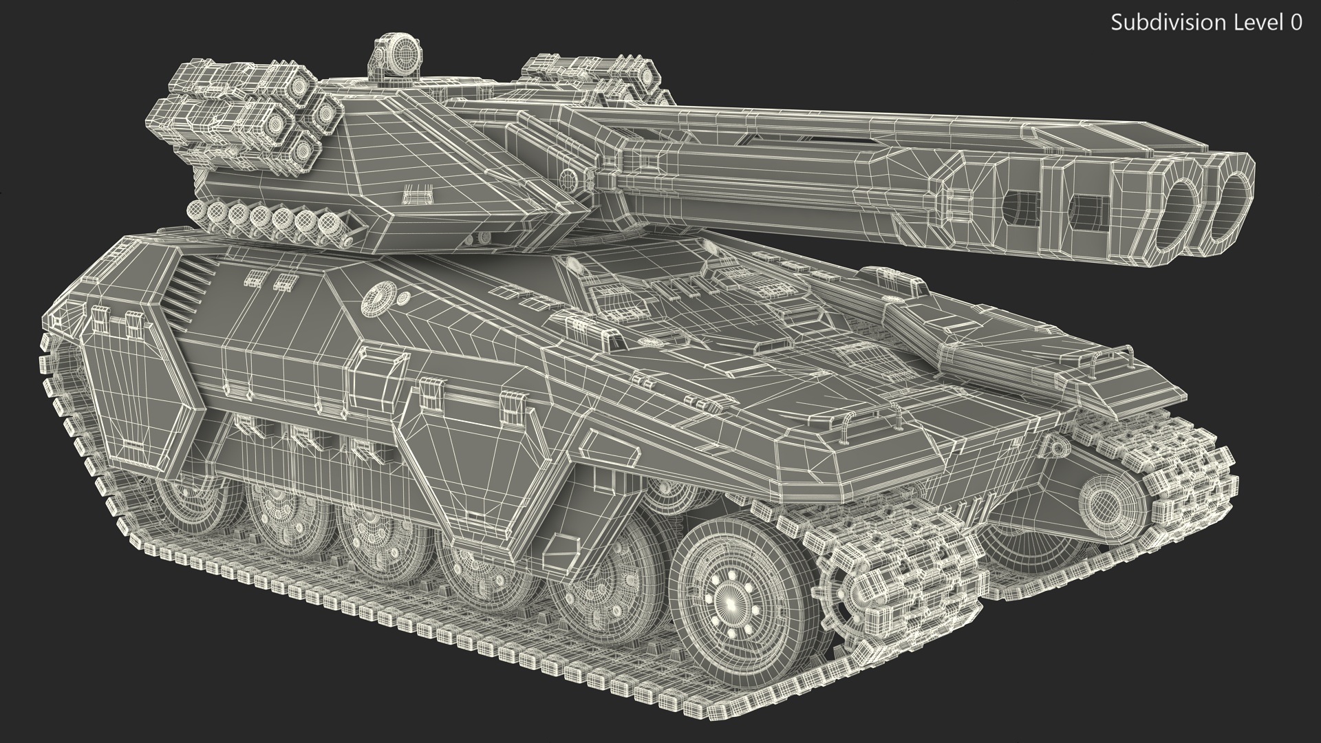 3D model Futuristic Battle Tank with Damage Rigged for Maya