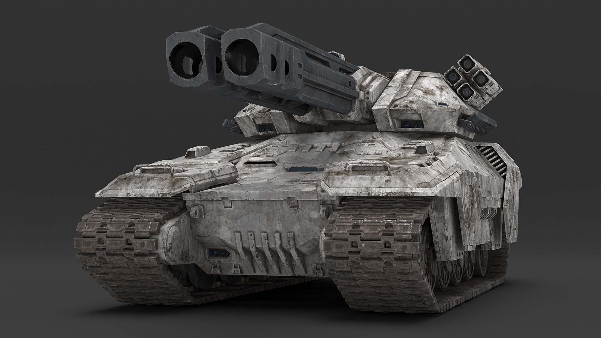 3D model Futuristic Battle Tank with Damage Rigged for Maya