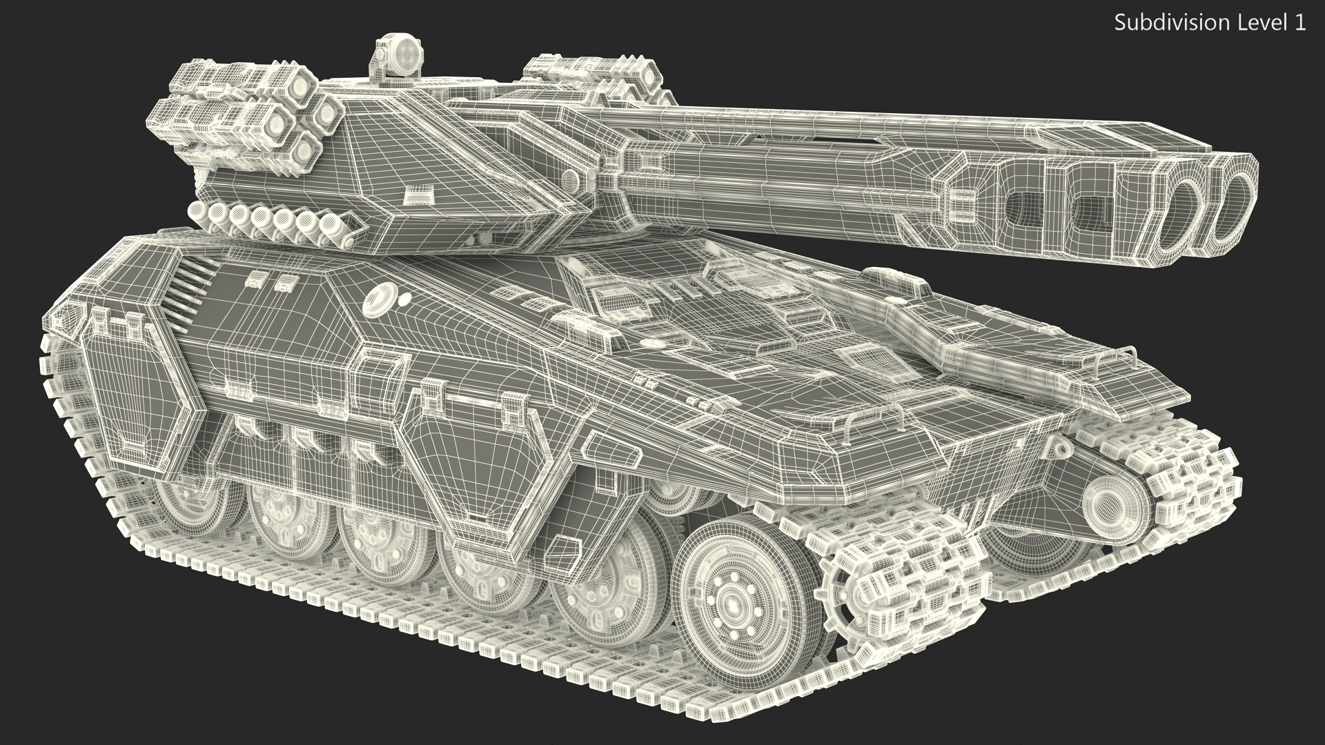 3D model Futuristic Battle Tank with Damage Rigged for Maya