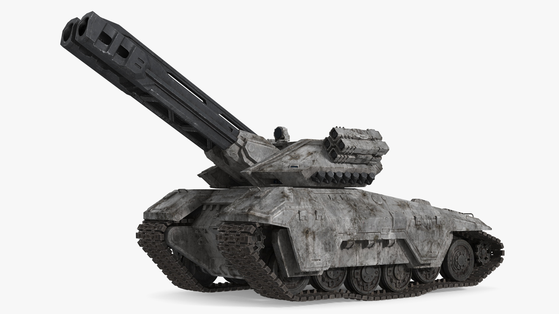 3D model Futuristic Battle Tank with Damage Rigged for Maya