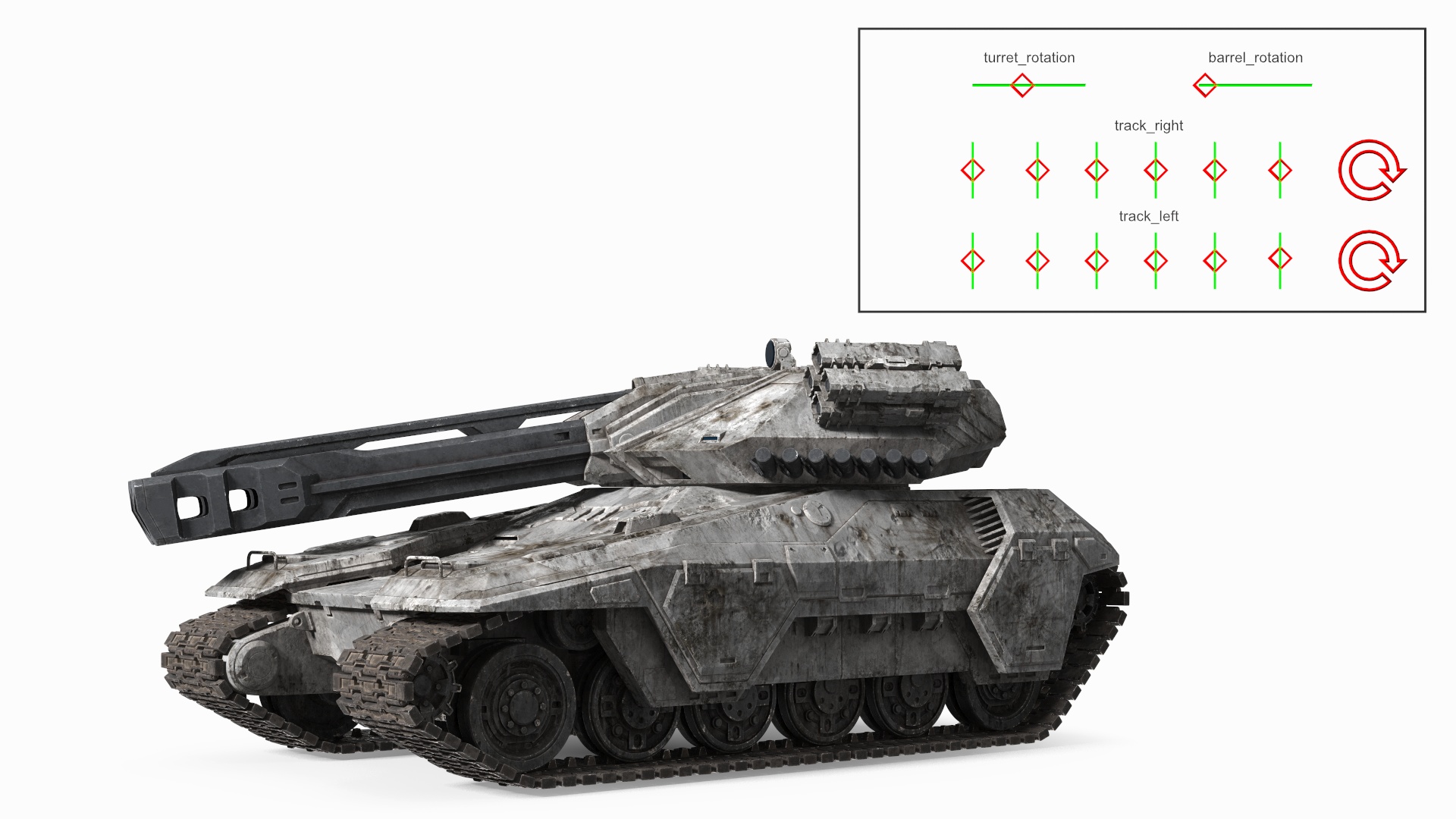 3D model Futuristic Battle Tank with Damage Rigged for Maya