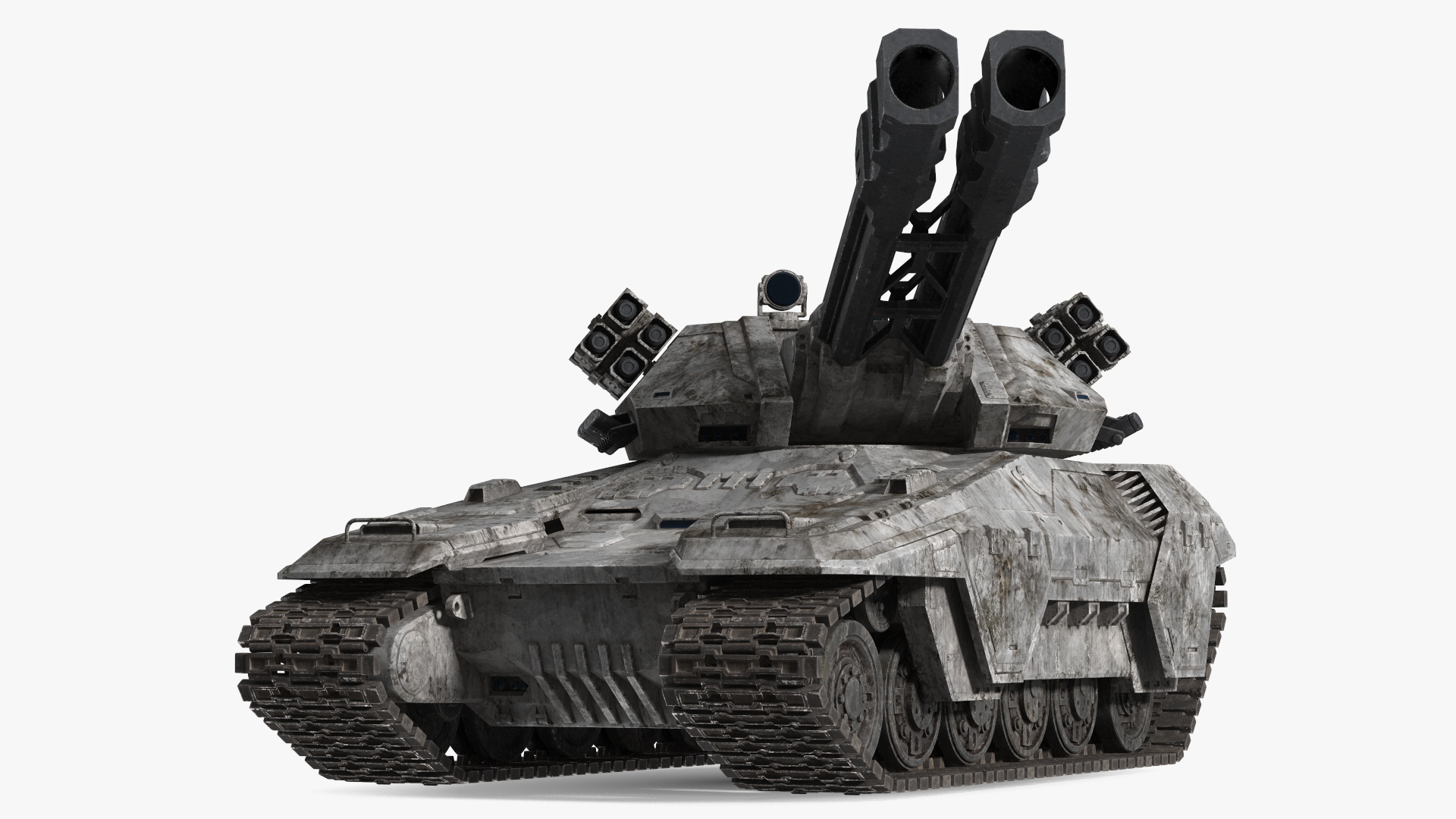 3D model Futuristic Battle Tank with Damage Rigged for Maya