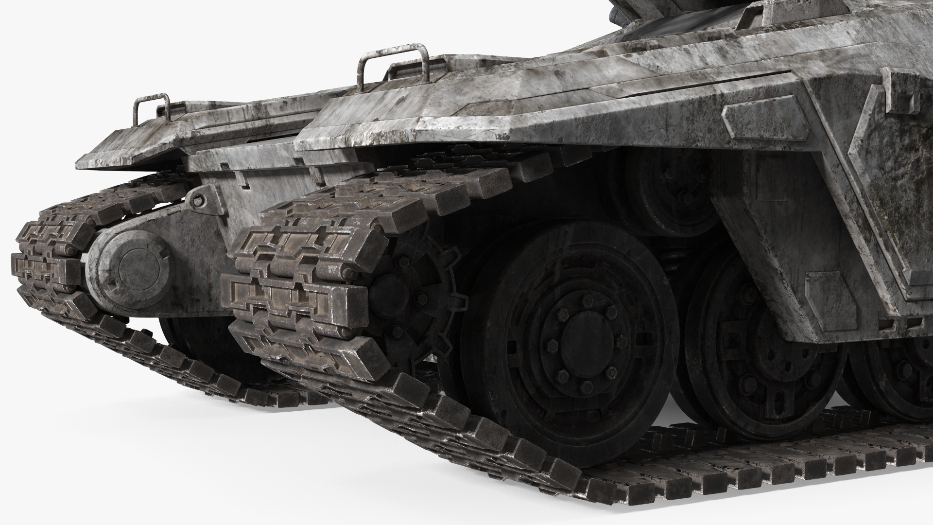 3D model Futuristic Battle Tank with Damage Rigged for Maya