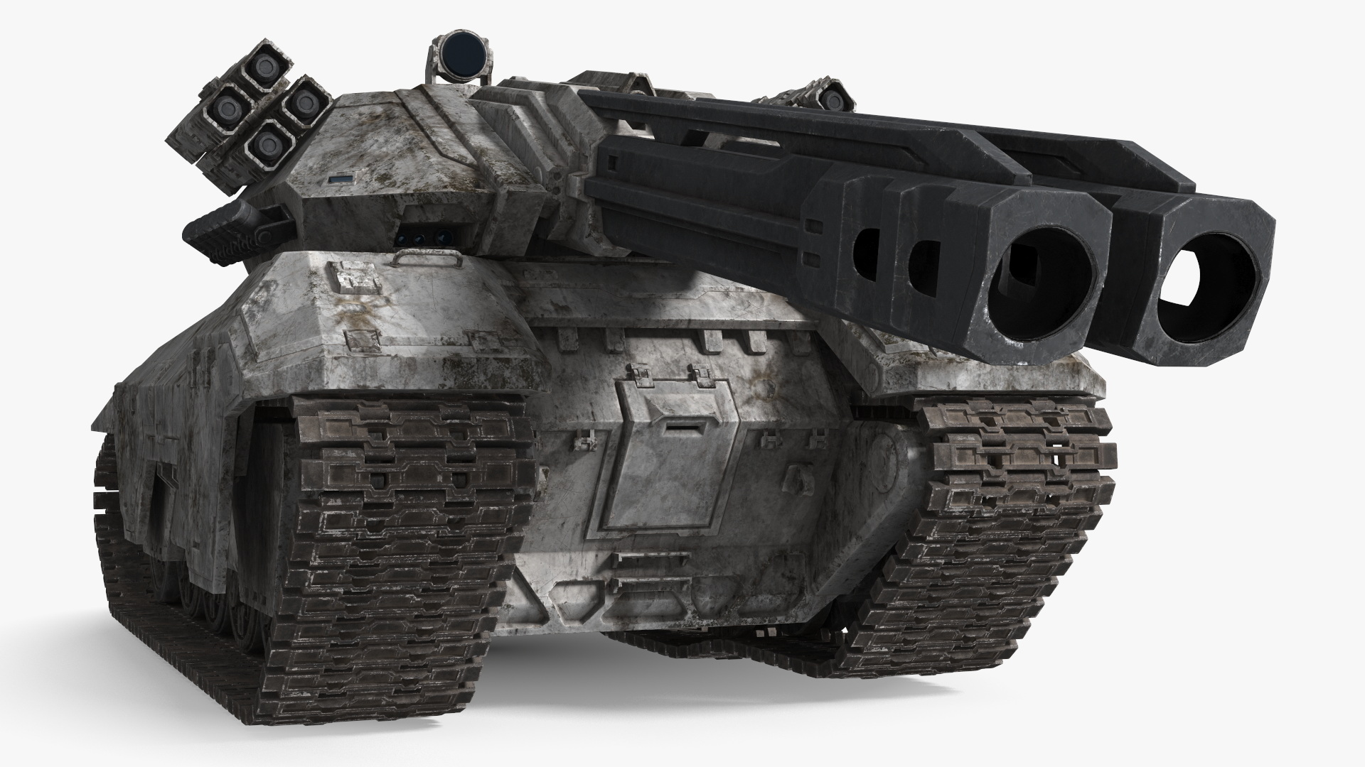 3D model Futuristic Battle Tank with Damage Rigged for Maya