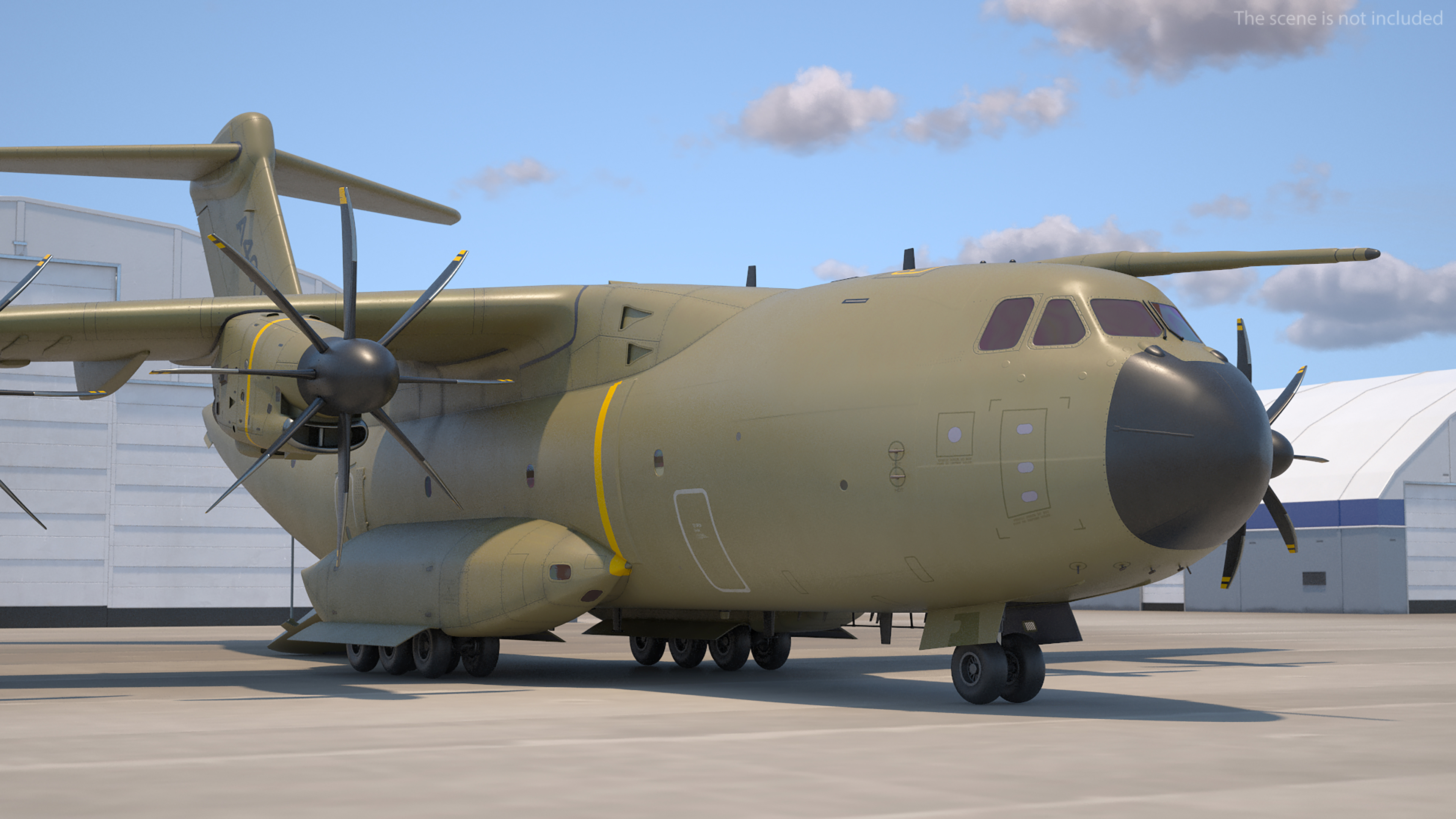 Oshkosh M ATV Loaded in Airbus Atlas Military Transport Rigged 3D