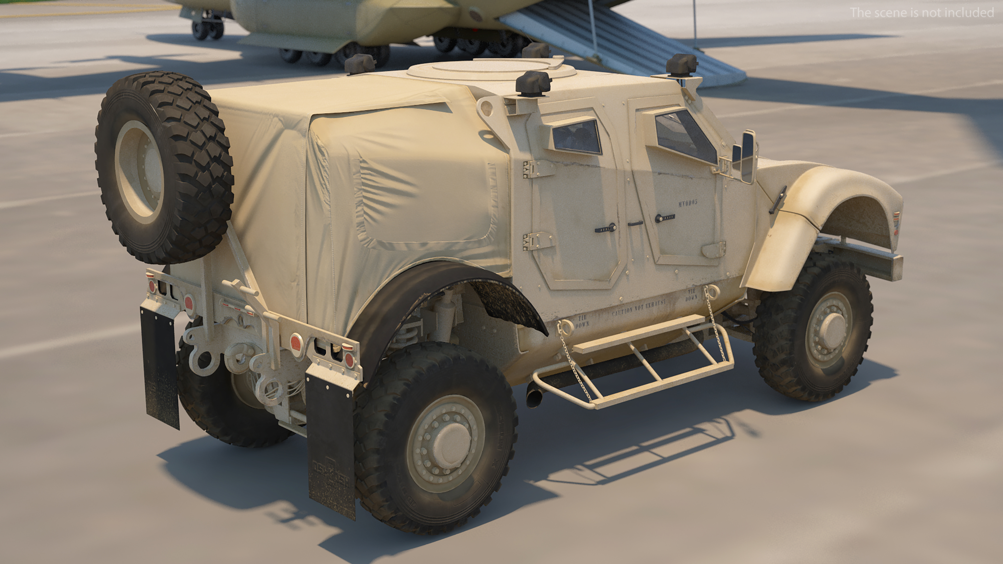 Oshkosh M ATV Loaded in Airbus Atlas Military Transport Rigged 3D