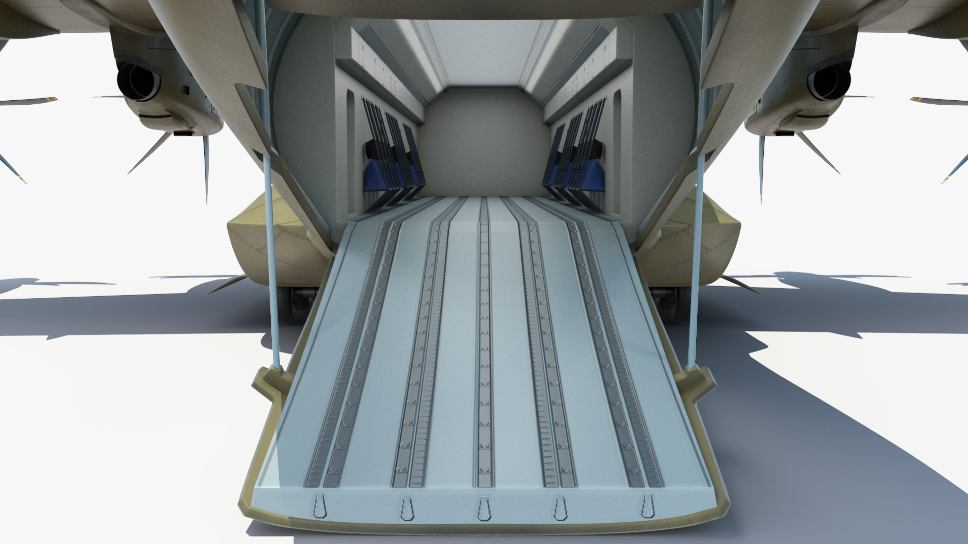 Oshkosh M ATV Loaded in Airbus Atlas Military Transport Rigged 3D