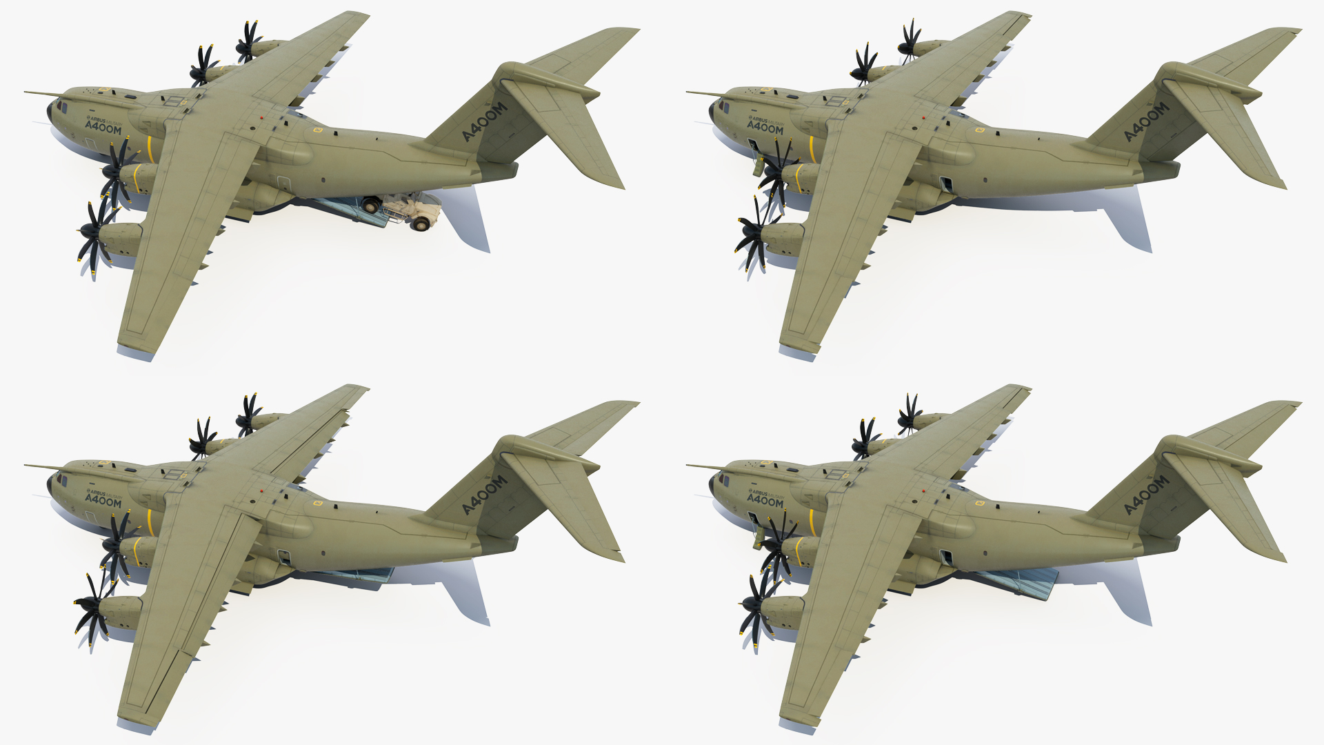 Oshkosh M ATV Loaded in Airbus Atlas Military Transport Rigged 3D
