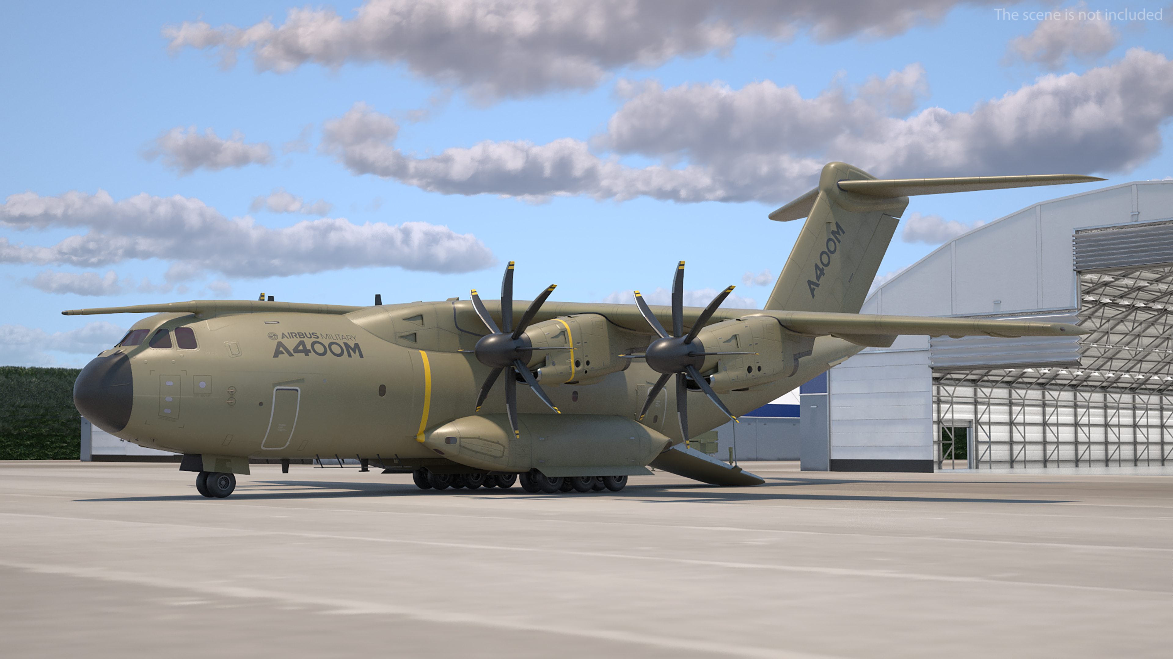 Oshkosh M ATV Loaded in Airbus Atlas Military Transport Rigged 3D
