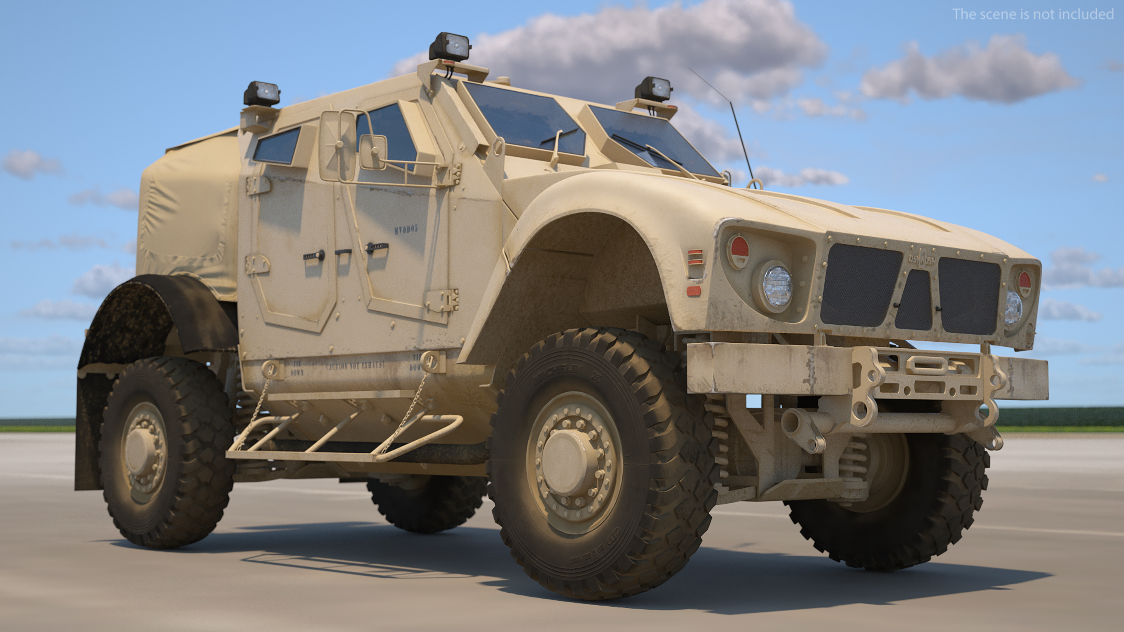 Oshkosh M ATV Loaded in Airbus Atlas Military Transport Rigged 3D