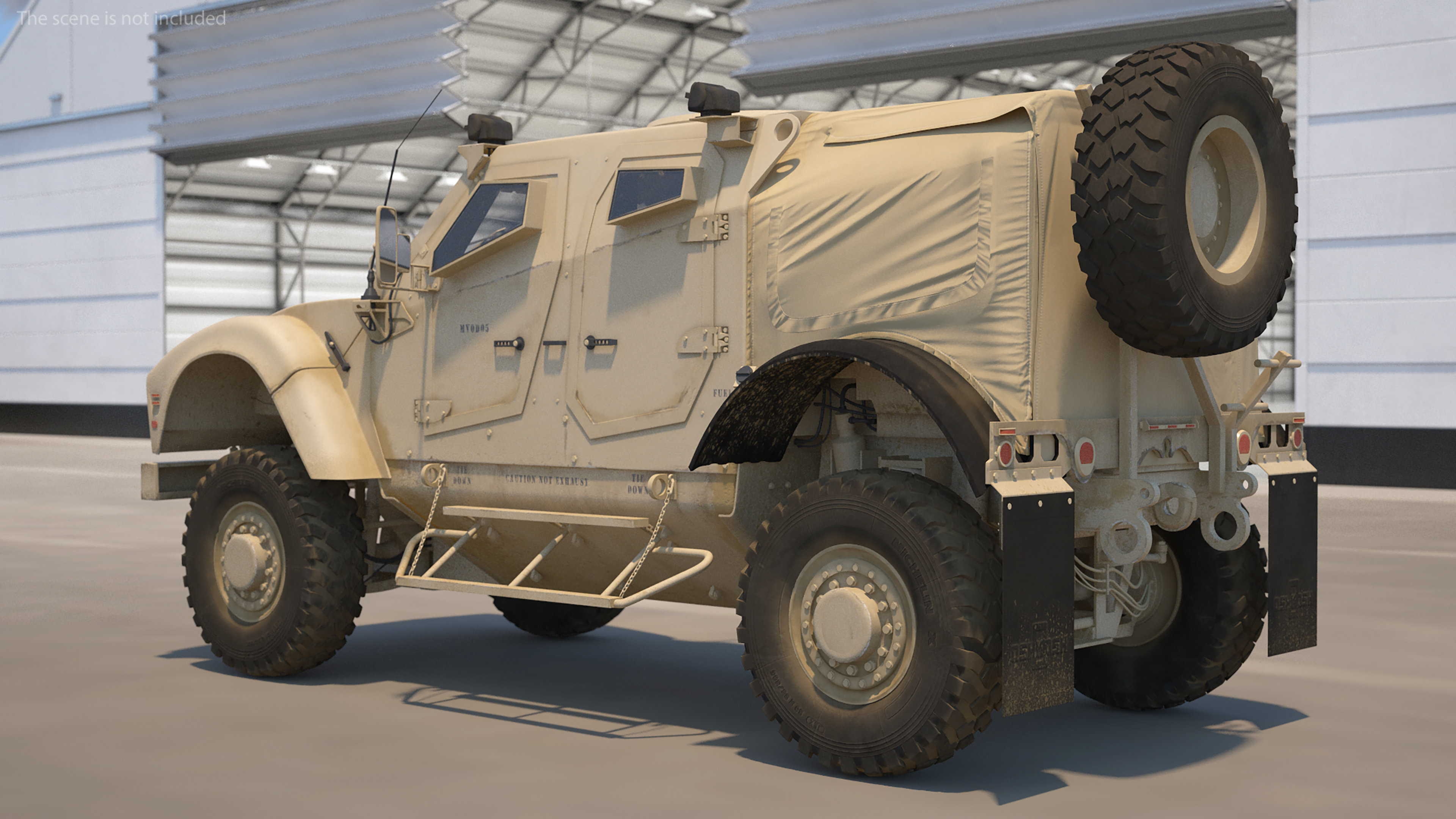 Oshkosh M ATV Loaded in Airbus Atlas Military Transport Rigged 3D