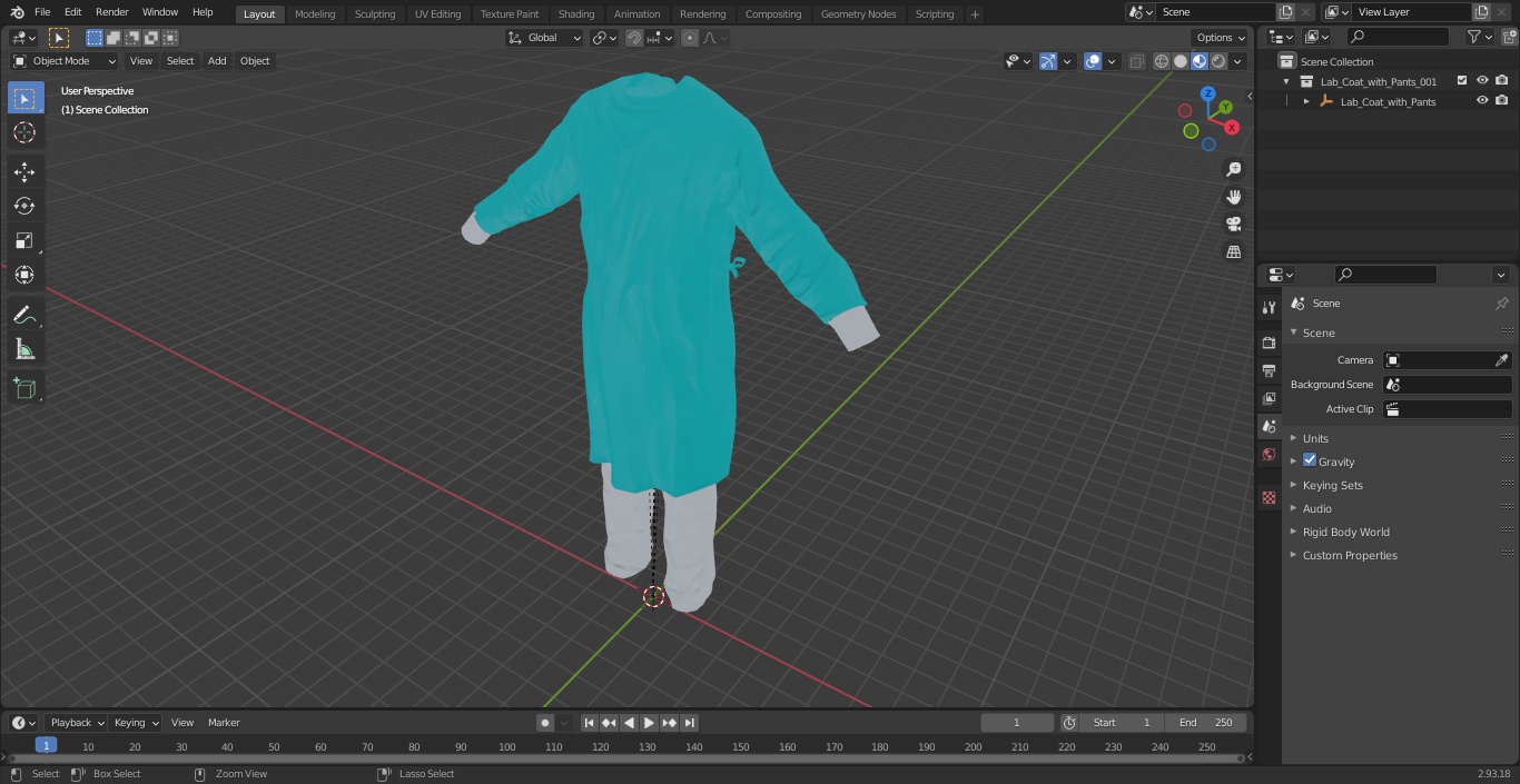 Lab Coat with Pants 3D model