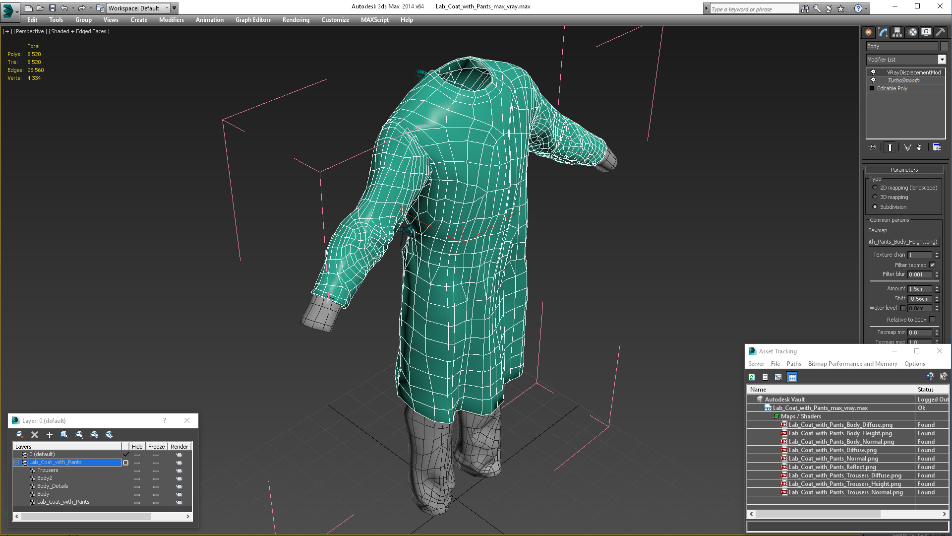 Lab Coat with Pants 3D model