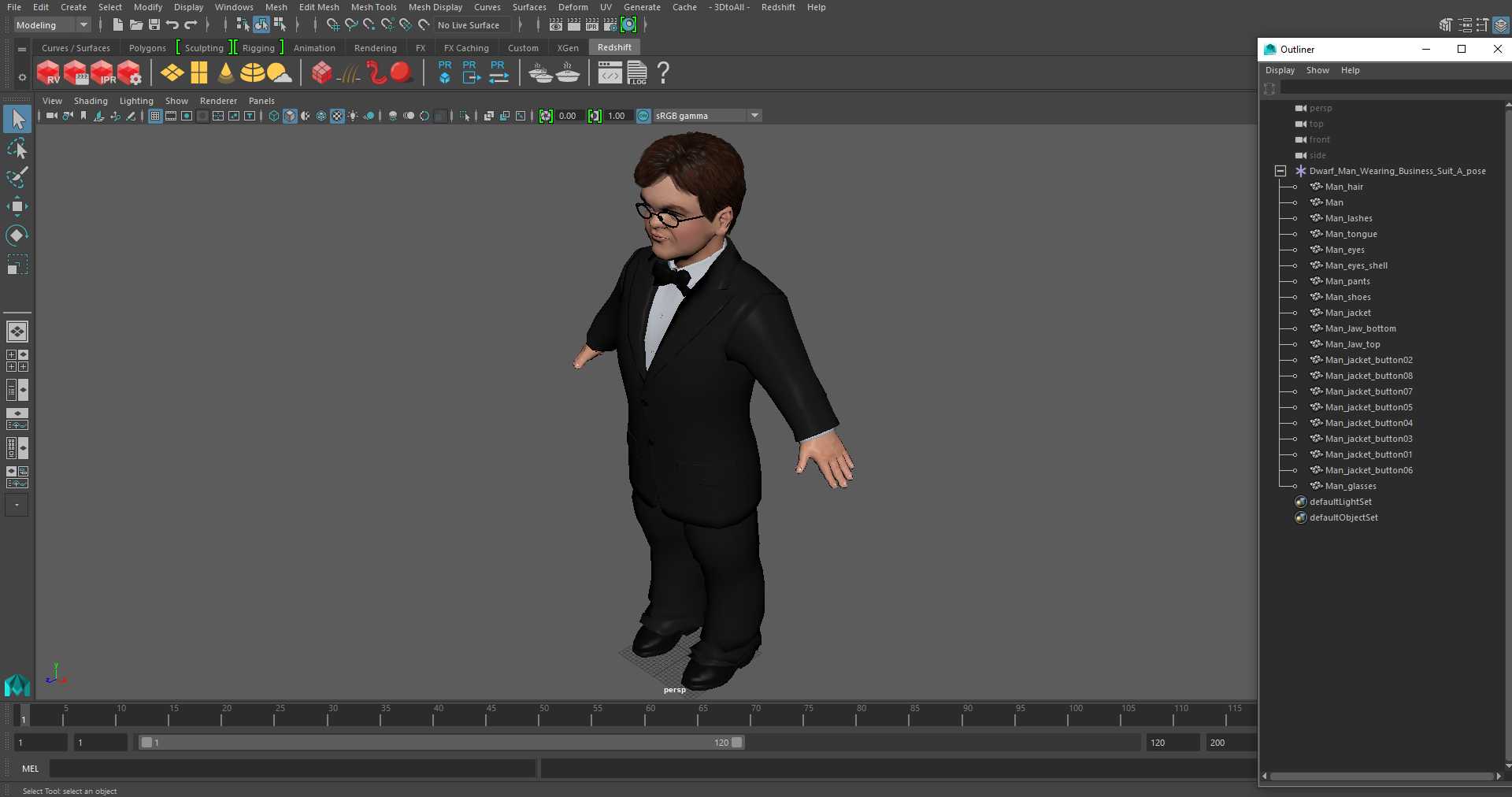 3D Dwarf Man Wearing Business Suit A-pose model