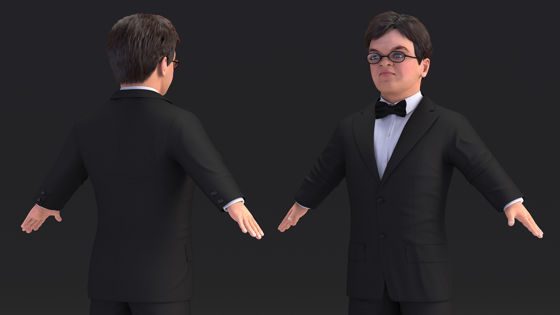 3D Dwarf Man Wearing Business Suit A-pose model