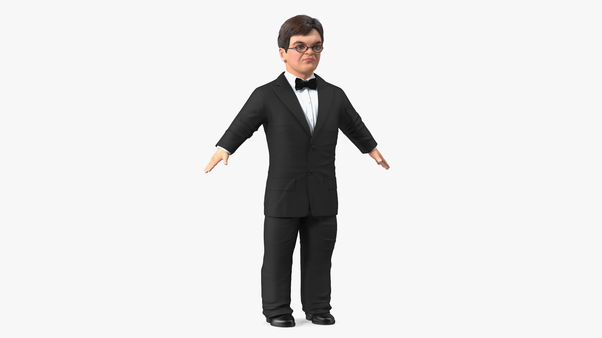 3D Dwarf Man Wearing Business Suit A-pose model
