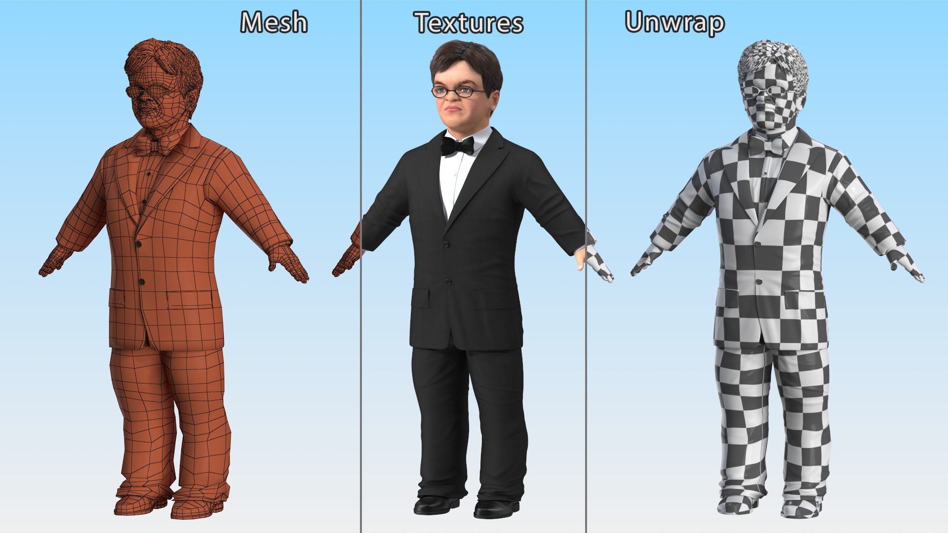 3D Dwarf Man Wearing Business Suit A-pose model
